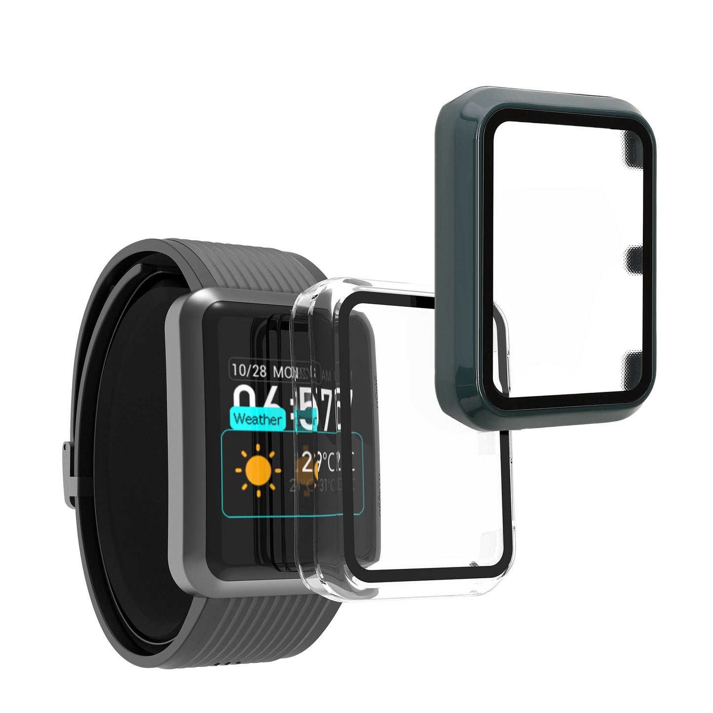 kwmobile Glass Case for Huawei Watch D Protective Cover Full-Body Fitness Tracker Case Set
