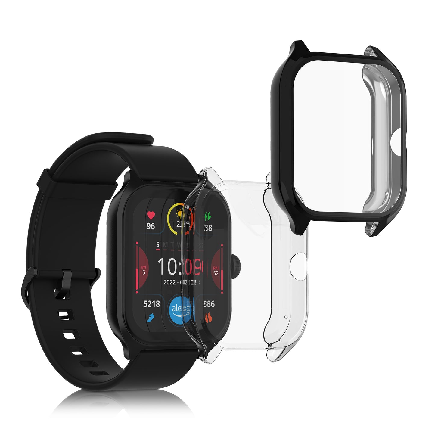 kwmobile Silicone Case for Huami Amazfit GTS 4 Protective Case Full Body Display Cover Set