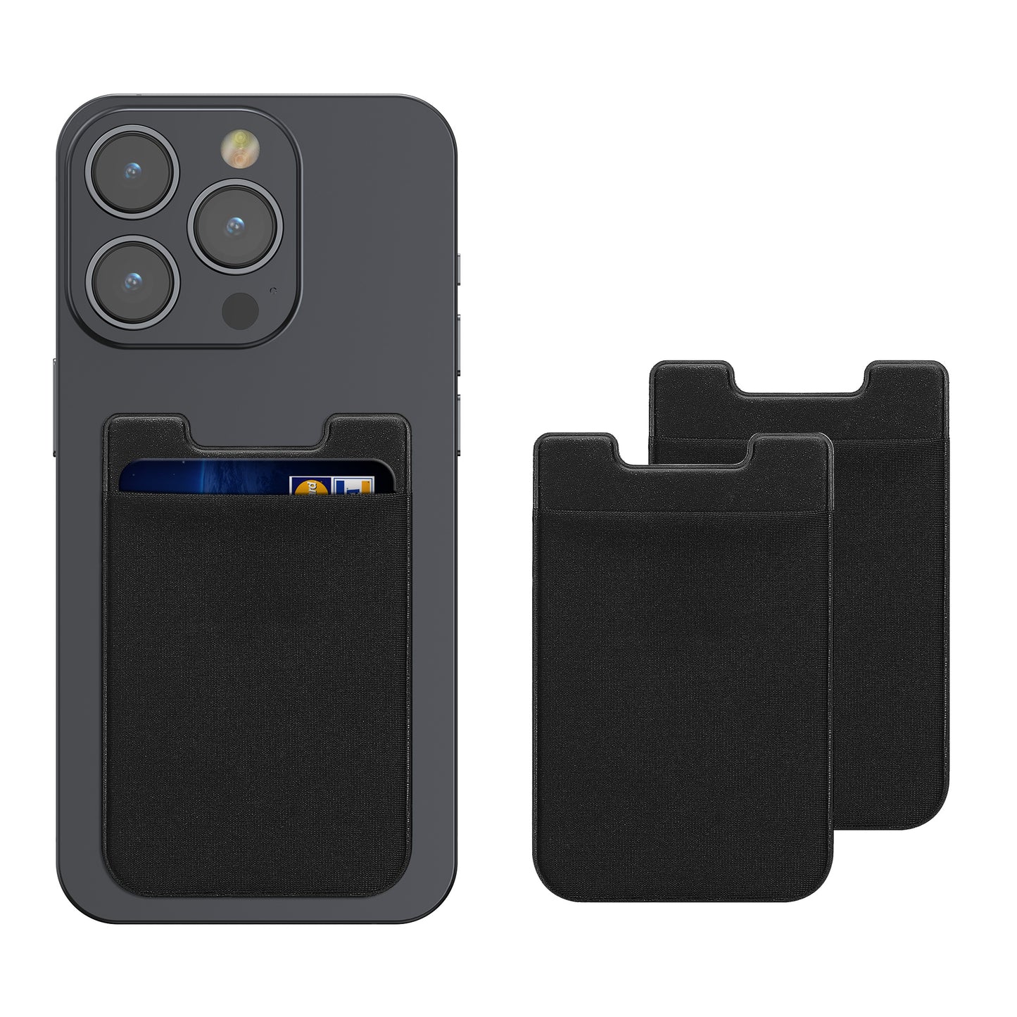 kwmobile Stick-On Card Holder for Credit Cards - Fabric Holder - 5.7 x 8.9 cm - Wallet with Space for up to 5 Cards or Bills
