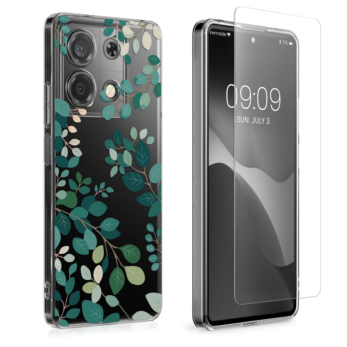 kwmobile Case Compatible with Xiaomi Redmi Note 13 5G Phone Case with Glass Screen Protector