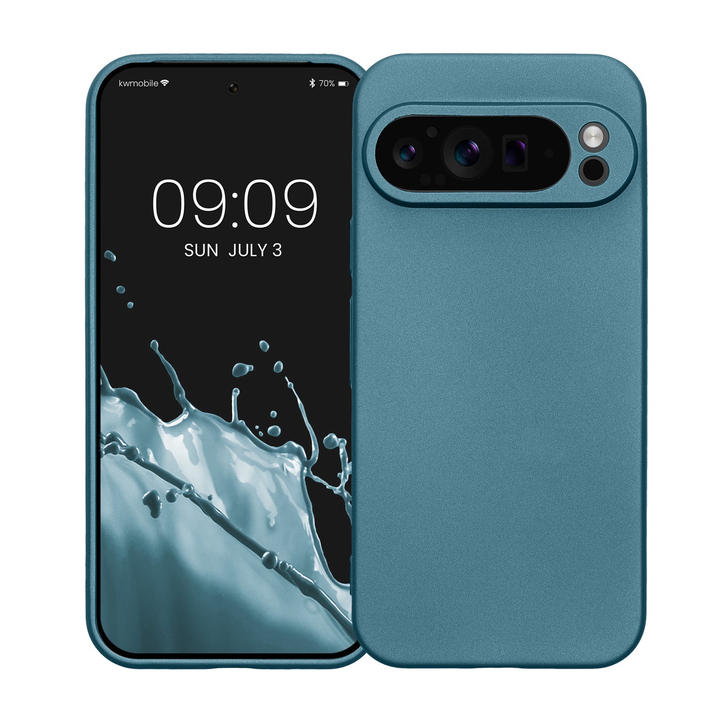 kwmobile Phone Case for Google Pixel 9 Pro - Soft Silicone Case with Metallic Shimmer - Protective Cover