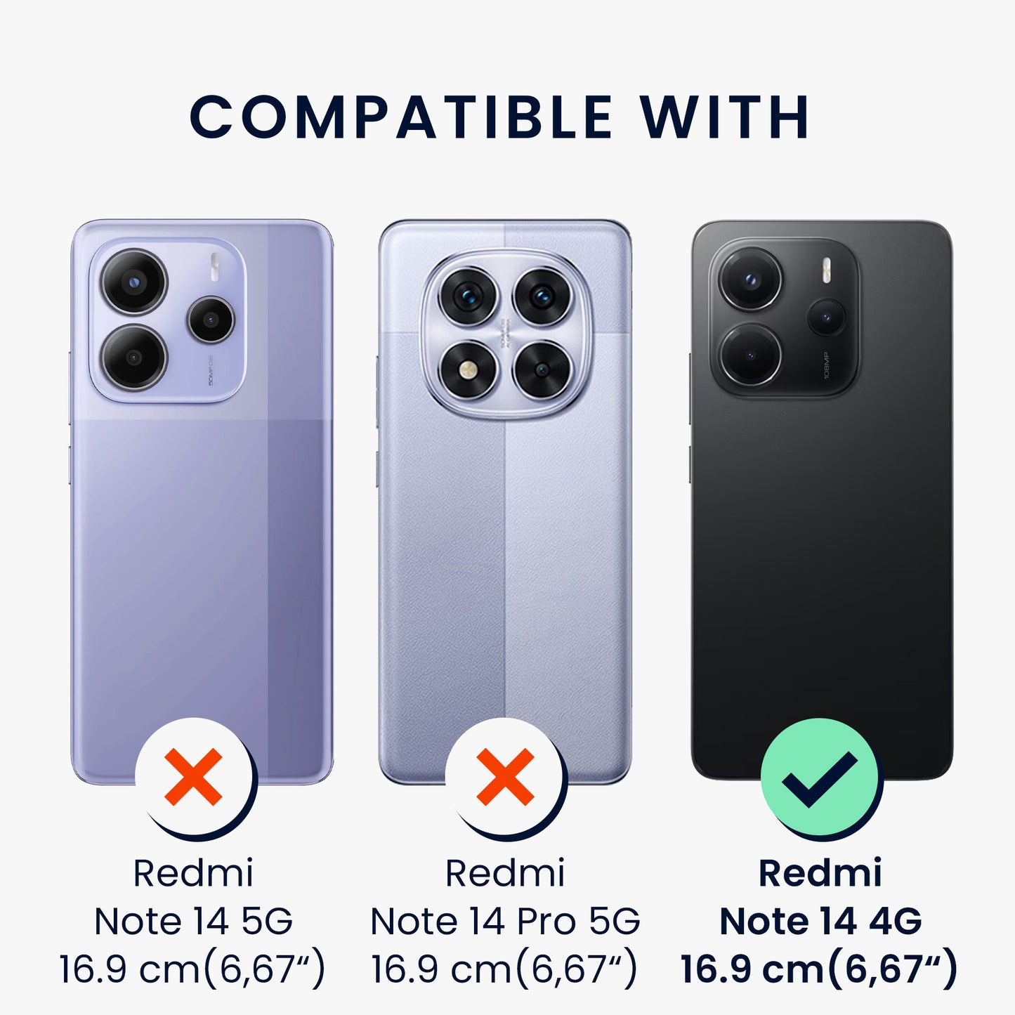 kwmobile Phone Case Compatible with Xiaomi Redmi Note 14 4G (Not for 5G) Case - Wallet Protective Cover Made of PU Leather with Screen Protector and RFID Protection