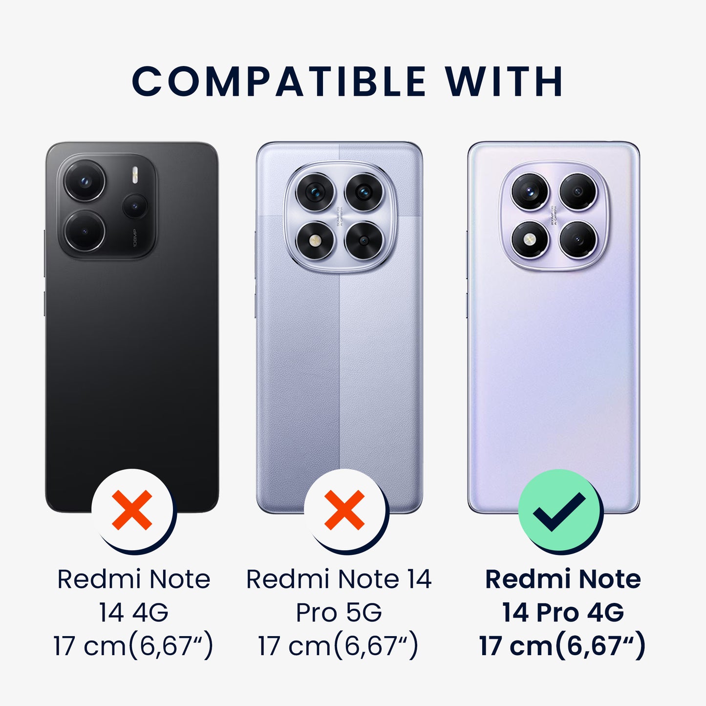 kwmobile Faux Leather Phone Case compatible with Xiaomi Redmi Note 14 Pro 4G Case - PU Leather Wallet Protective Cover with Screen Protector and RFID Protection