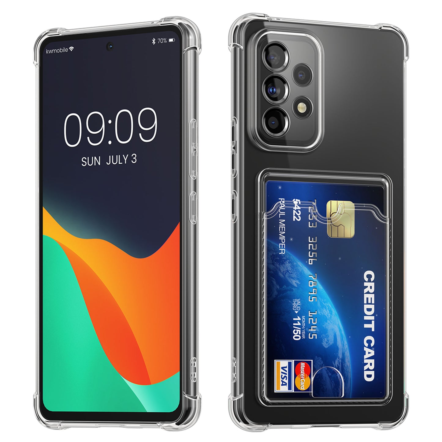 kwmobile Case with Card Slot Compatible with Samsung Galaxy A53 5G Soft Case Protective Cover