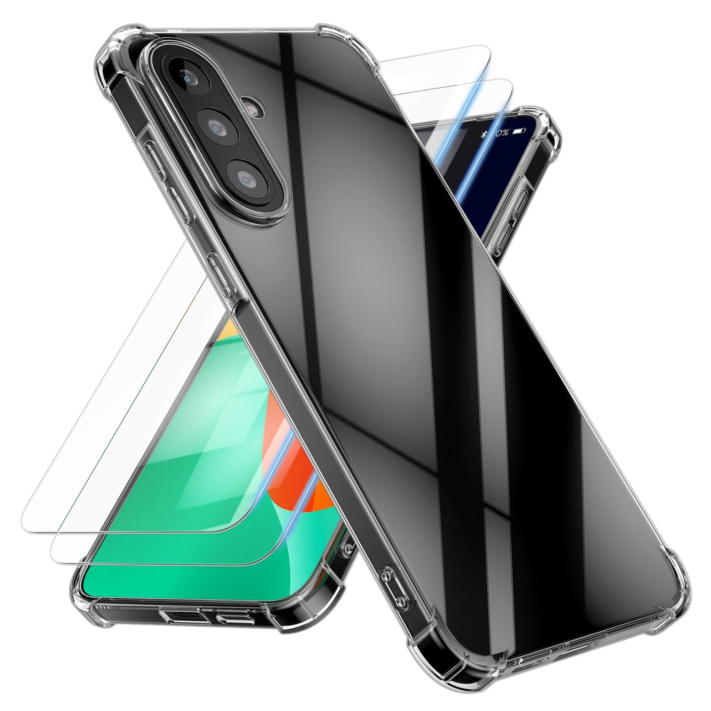 kwmobile Case Compatible with Samsung Galaxy A57 5G - Phone Cover with 2x Glass Screen Protector