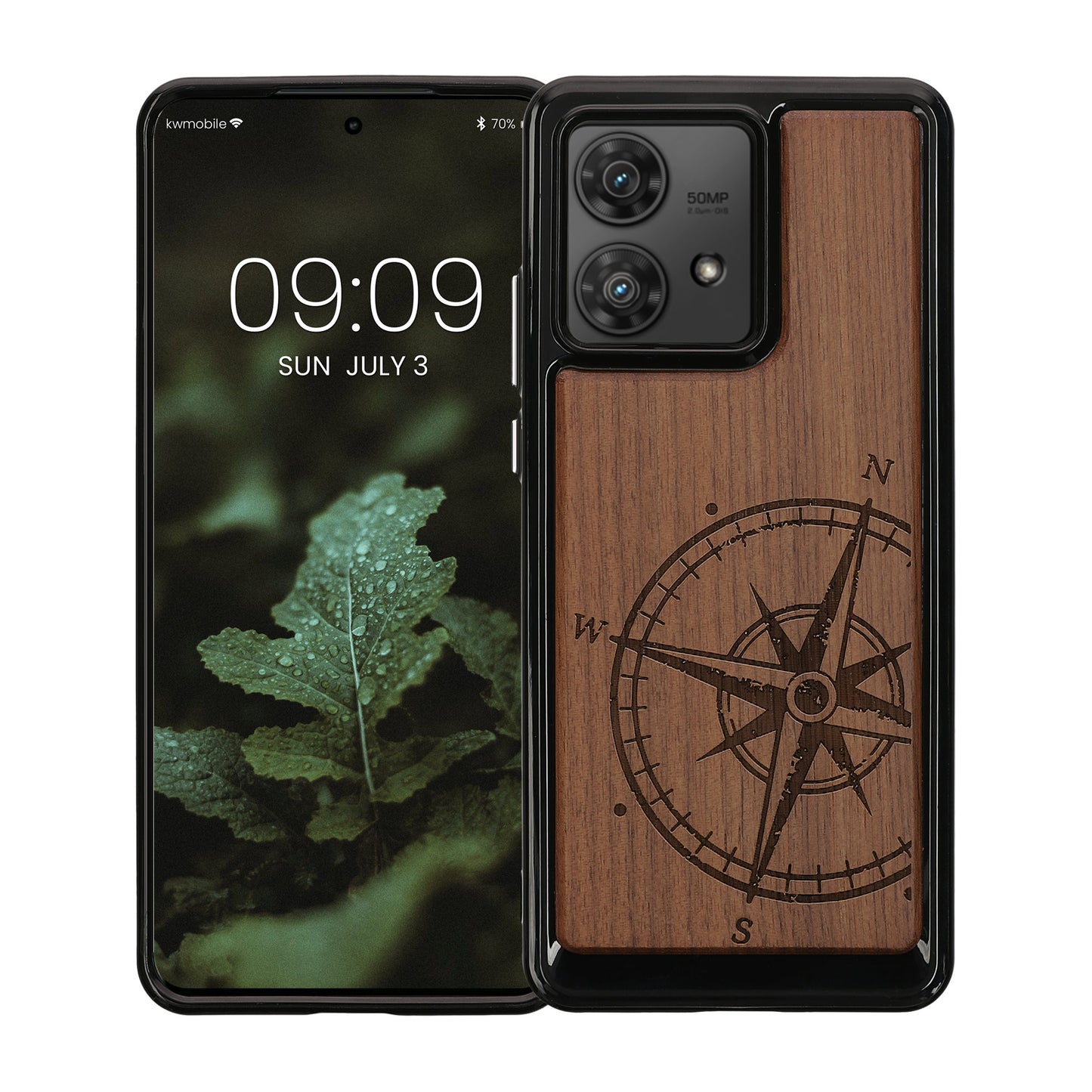 Wooden Hard Case with TPU Bumper for Motorola Edge 40 Neo Compass Vintage