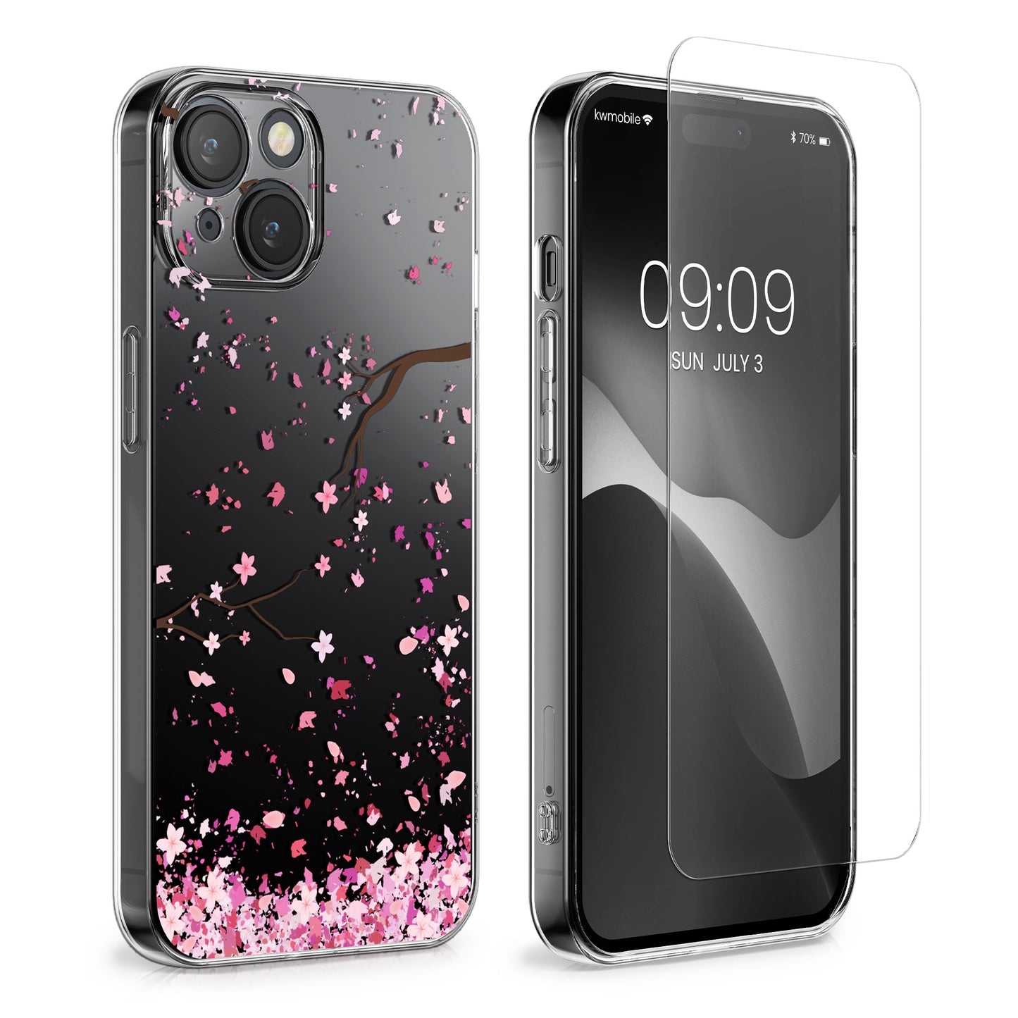 kwmobile Case Compatible with Apple iPhone 15 Phone Cover with Glass Screen Protector