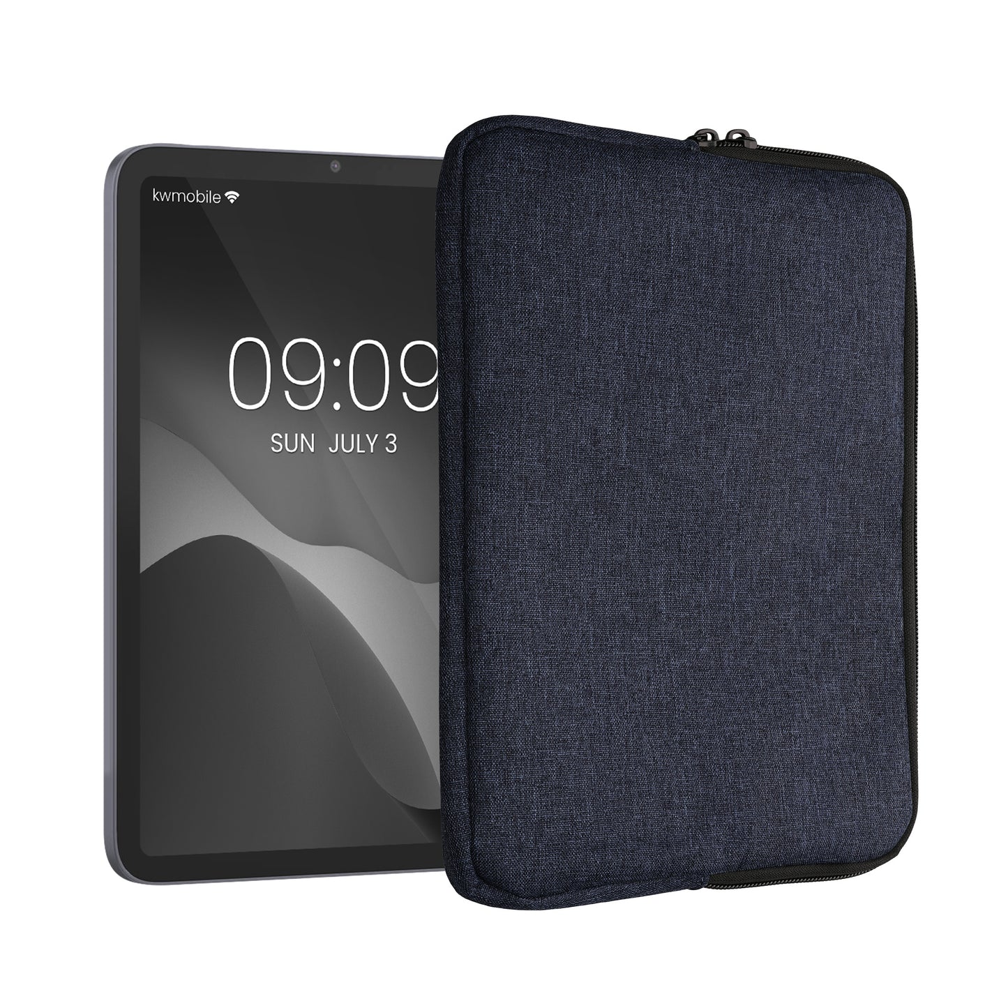 kwmobile Fabric Sleeve compatible with 9.7"-11" Tablet Case - Fabric Pouch for Tablet with Zipper