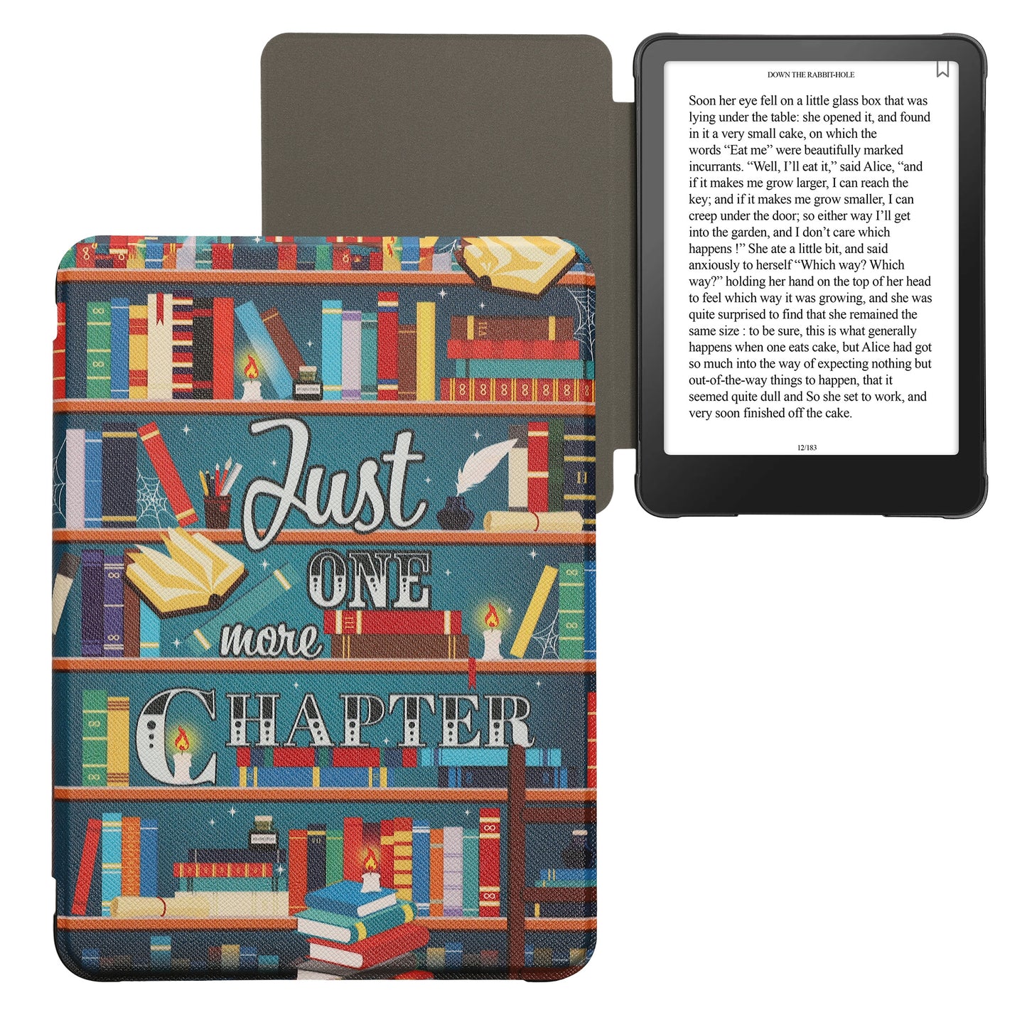 kwmobile Cover for Amazon Kindle Paperwhite (2024)/Colorsoft Case - eReader Flip Case with Auto Sleep Function - Library Motto