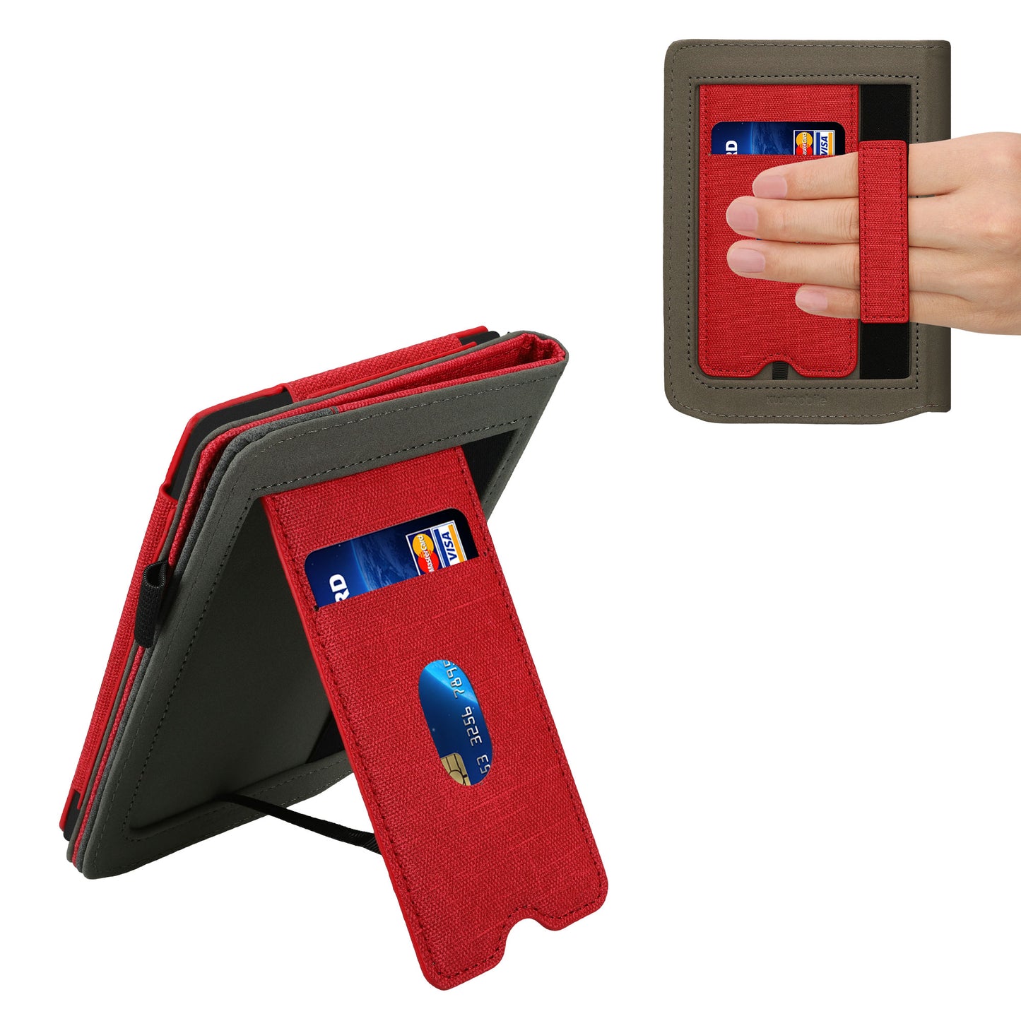 kwmobile Case Compatible with Pocketbook Verse / Verse Lite / Verse Pro / Color / Vivlio Light/Light HD Case - Flip Case with Hand Strap - Cover