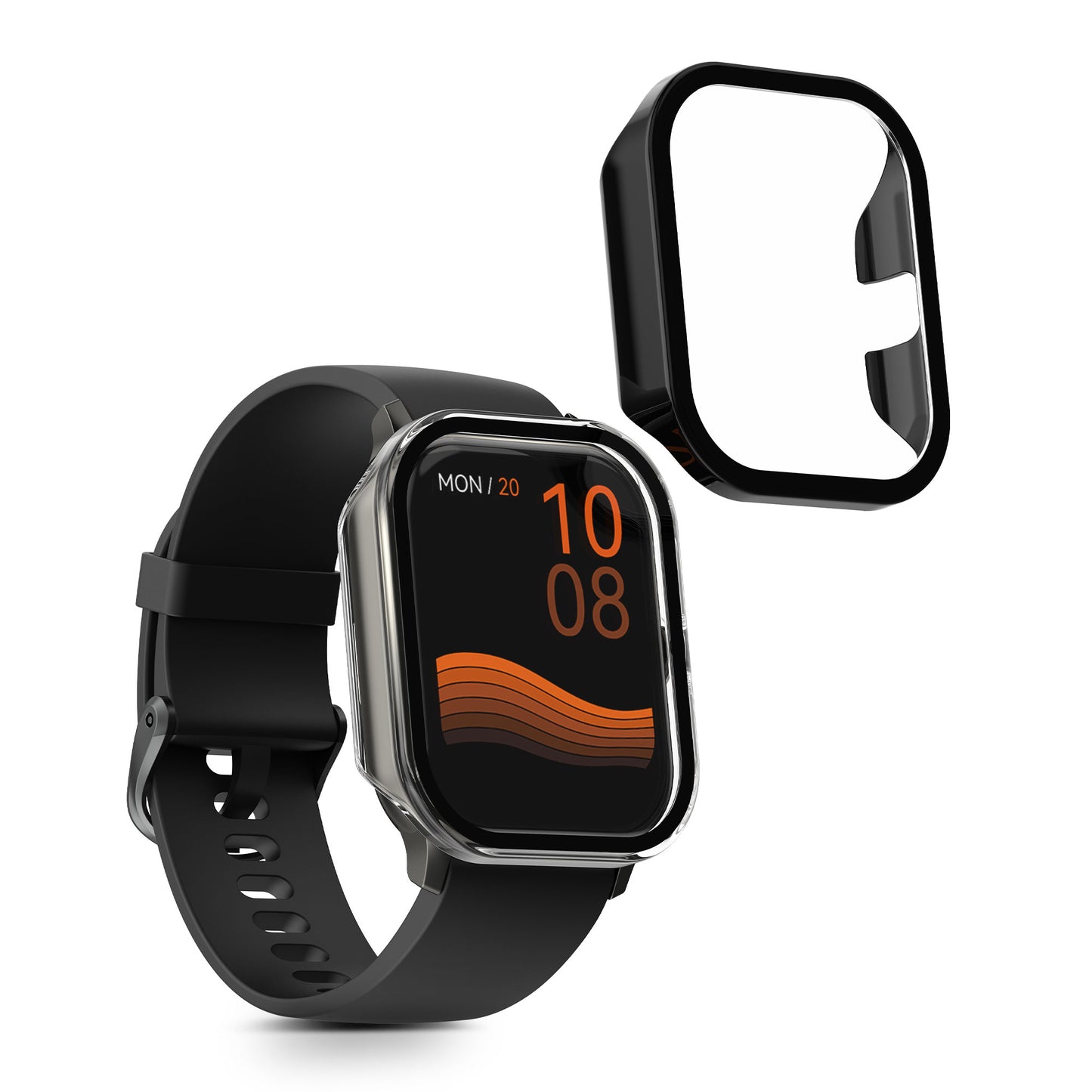 kwmobile Glass Case for Haylou GST Lite / LS13 Protective Cover Full-Body Fitness Tracker Case Set