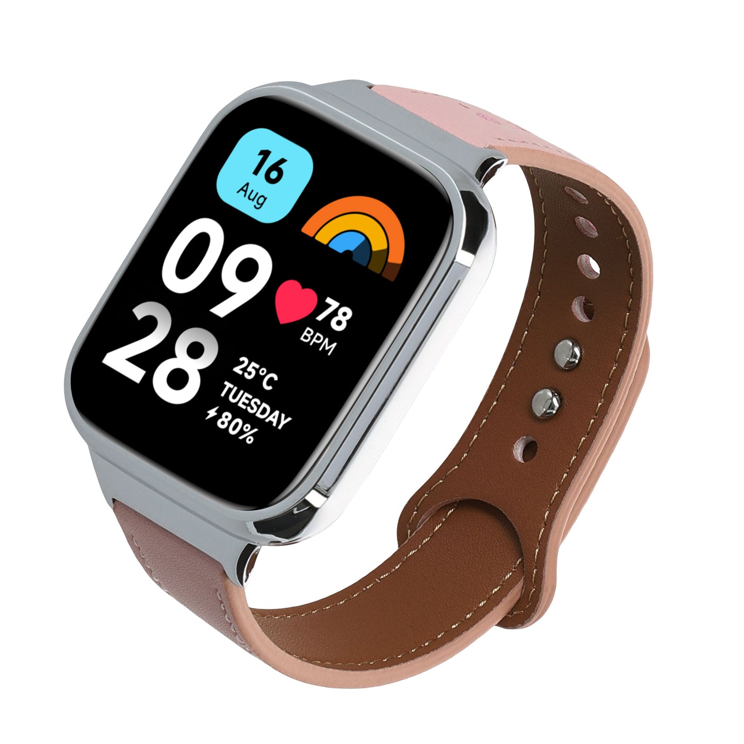 kwmobile Real Leather Watch Strap for Xiaomi Redmi Watch 3 Active / Redmi Watch 3 Lite Strap - Replacement Strap for Fitness Tracker - Smartwatch Replacement Strap