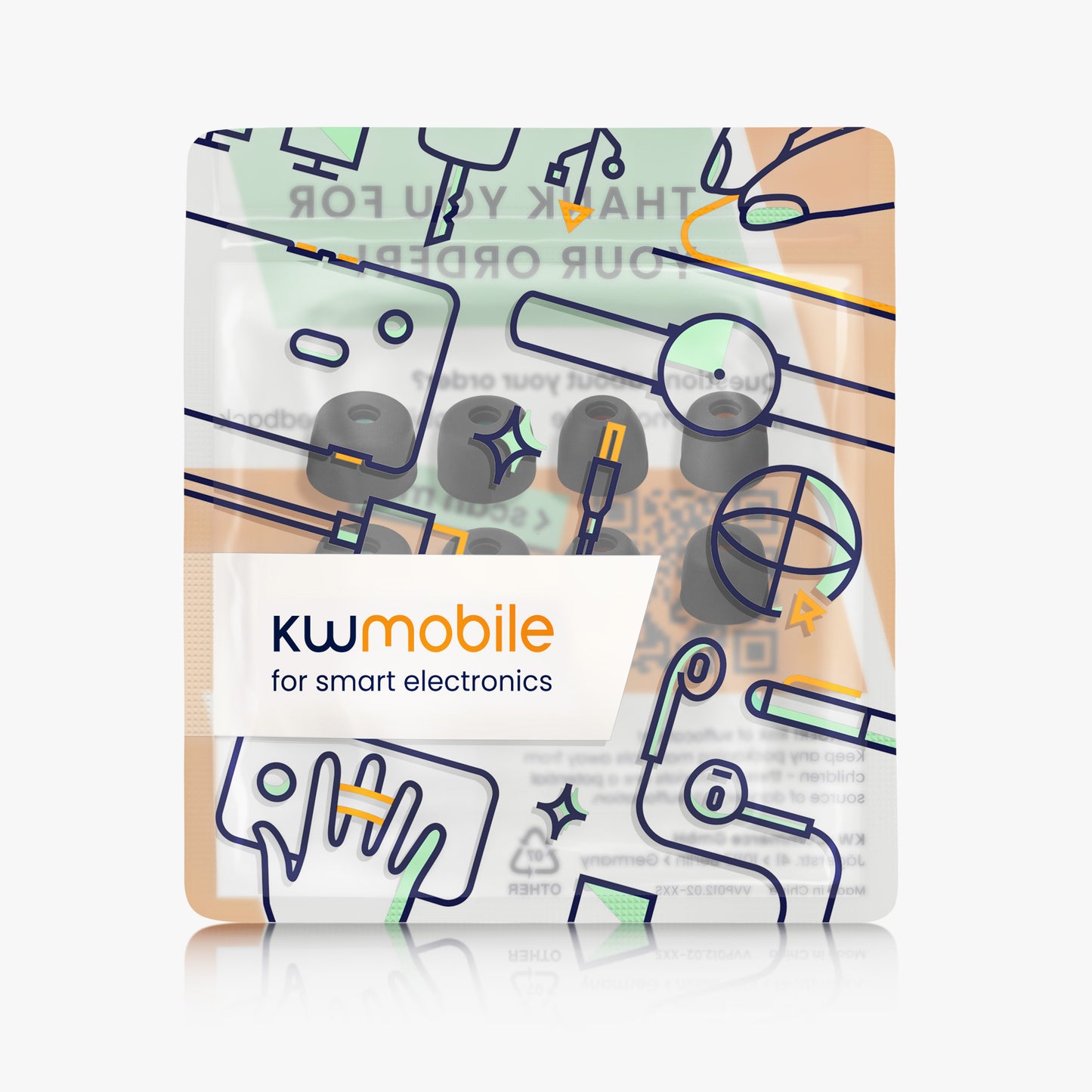 kwmobile Replacement Ear Tips Compatible with Sony WF-1000XM5 / WF-1000XM4 - 4 Sizes - Replacement In-Ear Headphone Ear Pads - Cushions