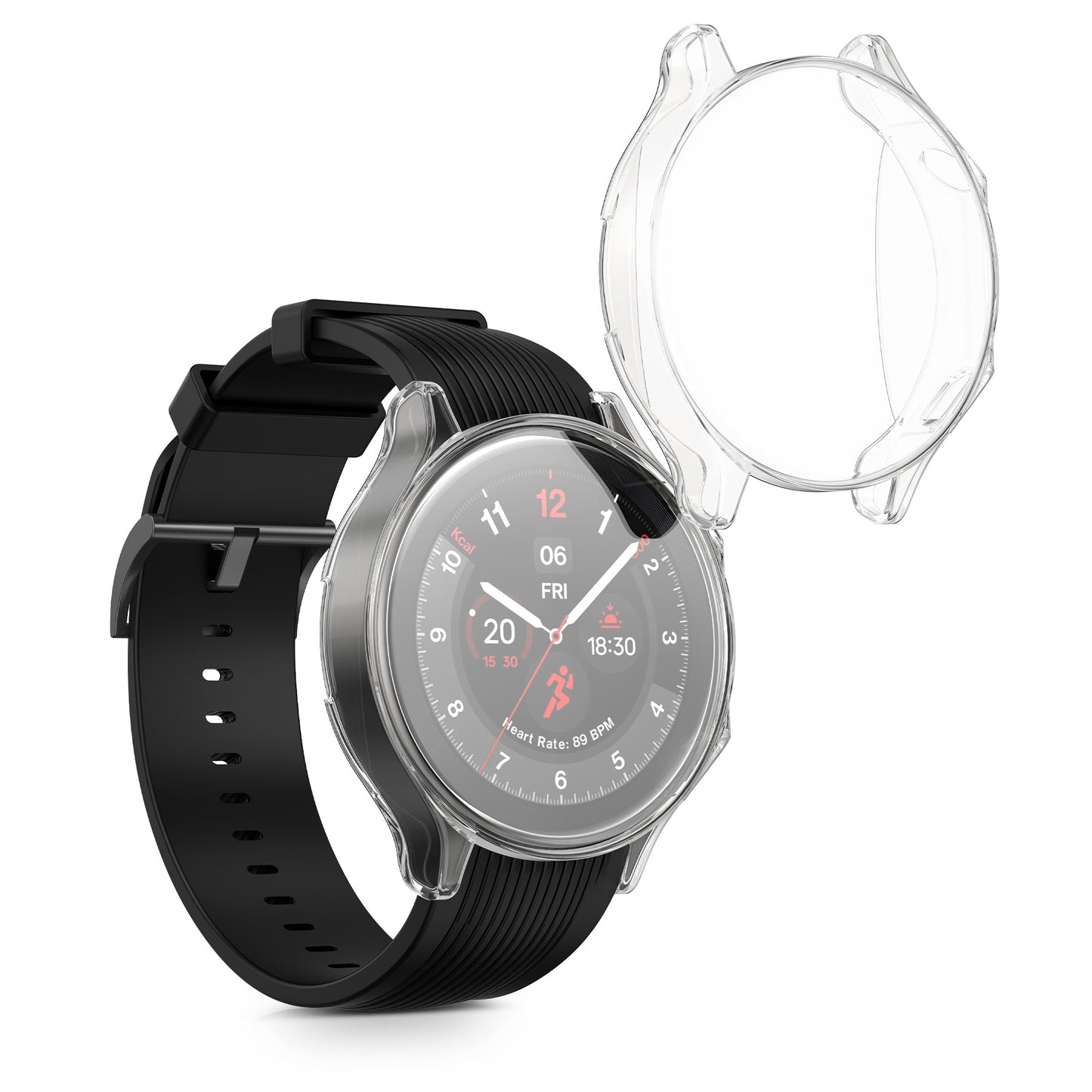 kwmobile Protective Case for OnePlus Watch 2 / OPPO Watch X Full Body Display Cover Set