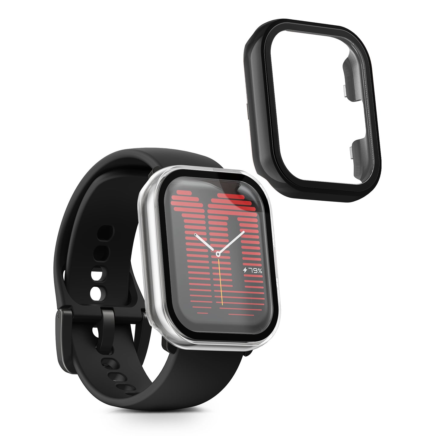 kwmobile Glass Case for Amazfit Active (A2211) Protective Cover Full-Body Fitness Tracker Case Set