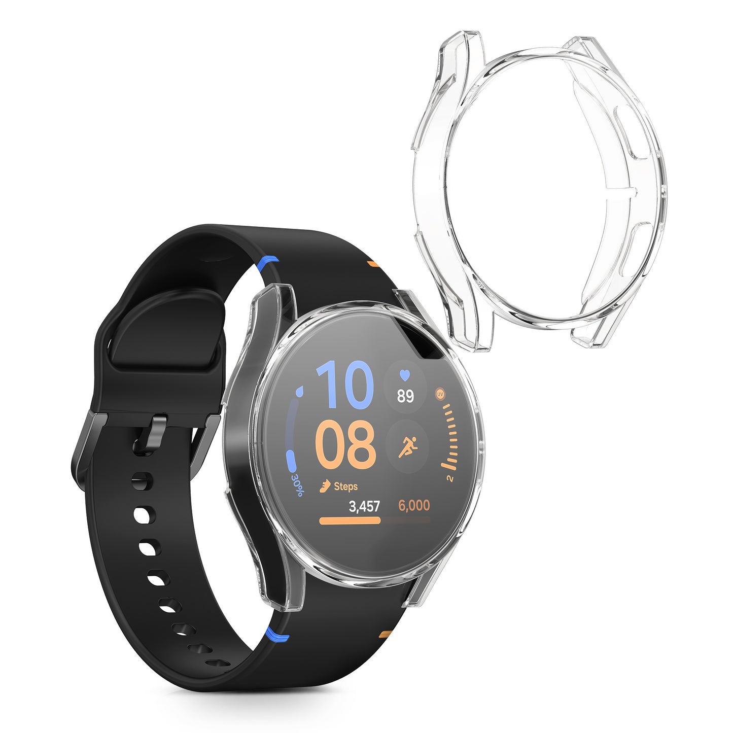 kwmobile Silicone Case for Samsung Galaxy Watch FE 40mm Protective Cover Fullbody Display Cover Set