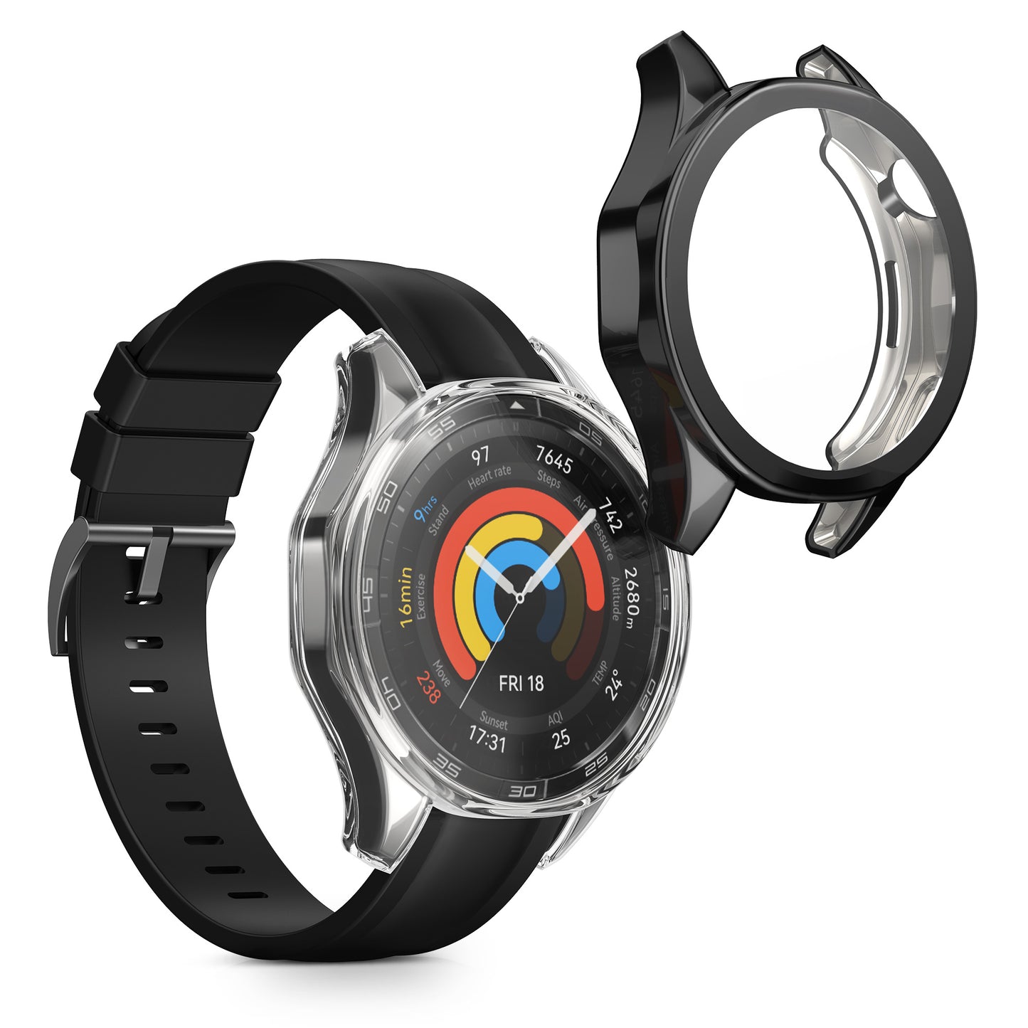 kwmobile Silicone Case for Huami Watch GT5 46mm Protective Cover Full-Body Display Cover Set