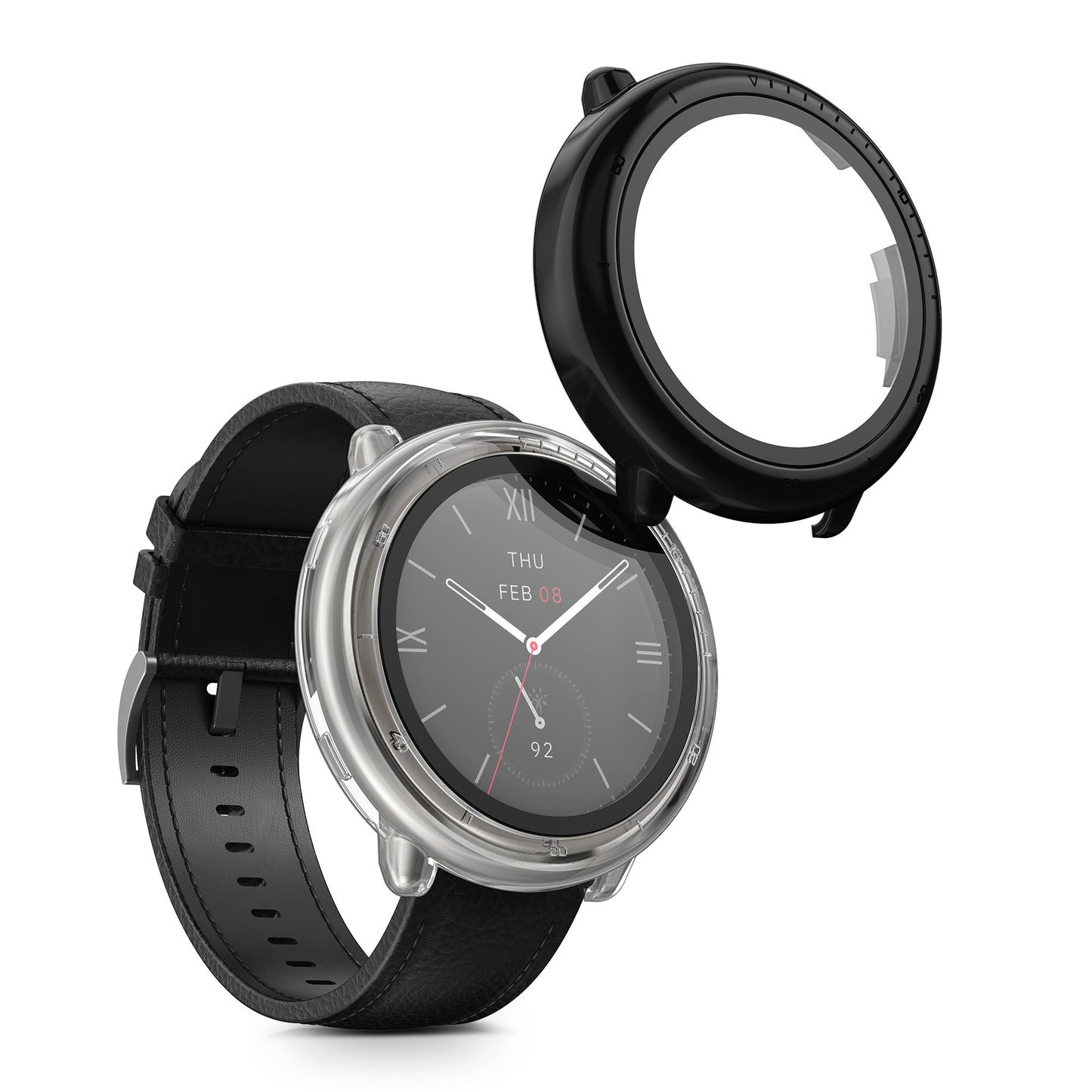 kwmobile Glass Case for Amazfit Active2 (A2437) Protective Cover Full-Body Fitness Tracker Case Set