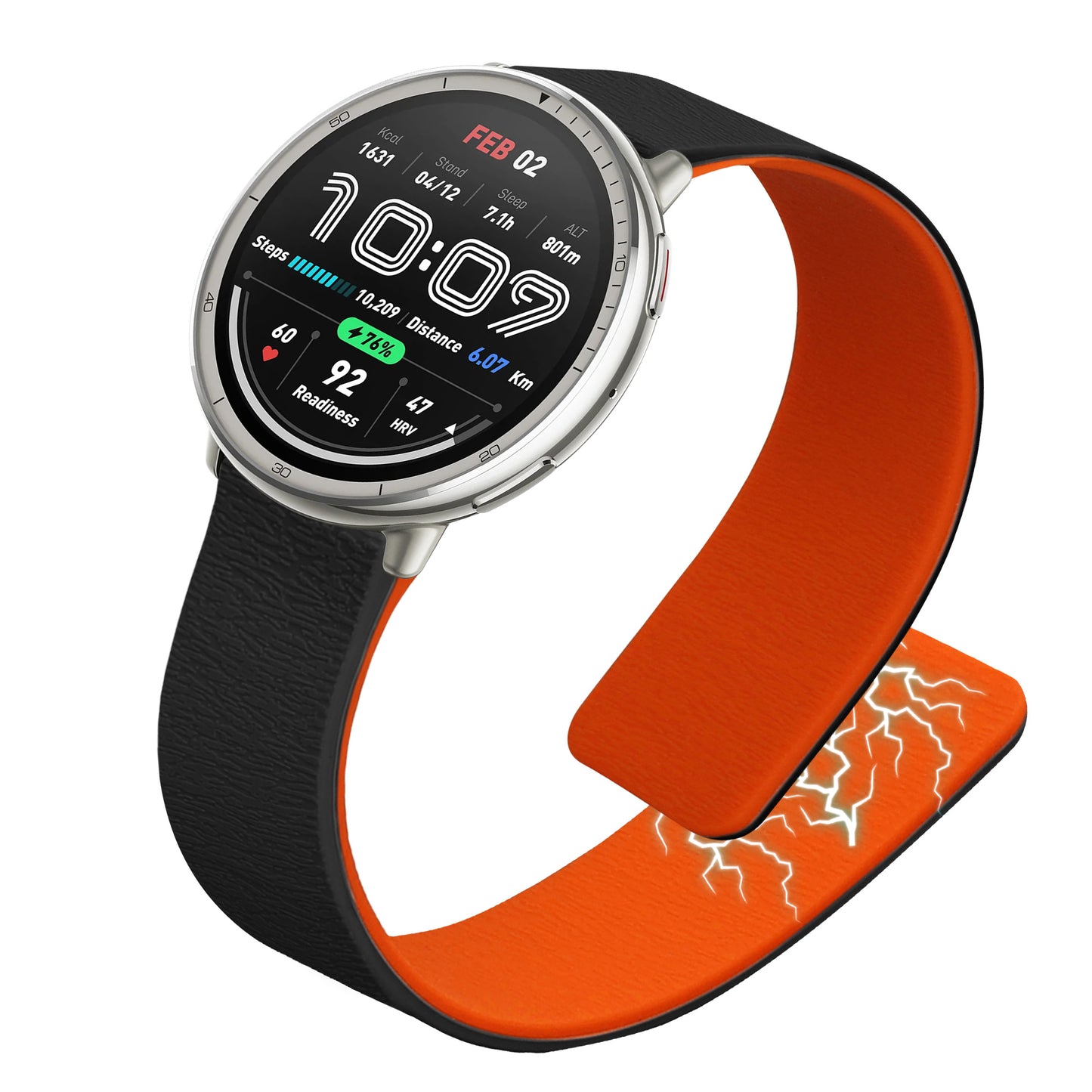 kwmobile Replacement Strap Compatible with 20mm Amazfit Active 2 / 2 Square / Active Edge / Bip 3 / GTS 3 4 Band - Fitness Tracker Strap with Magnetic Closure