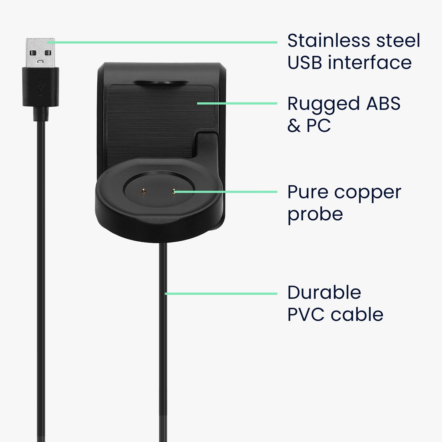kwmobile USB Charger compatible with Amazfit GTR 42mm / GTR 47mm / GTS / T-Rex USB Cable Charger Stand Smart Watch Charging Station Docking Station Charging Cable with Stand Function
