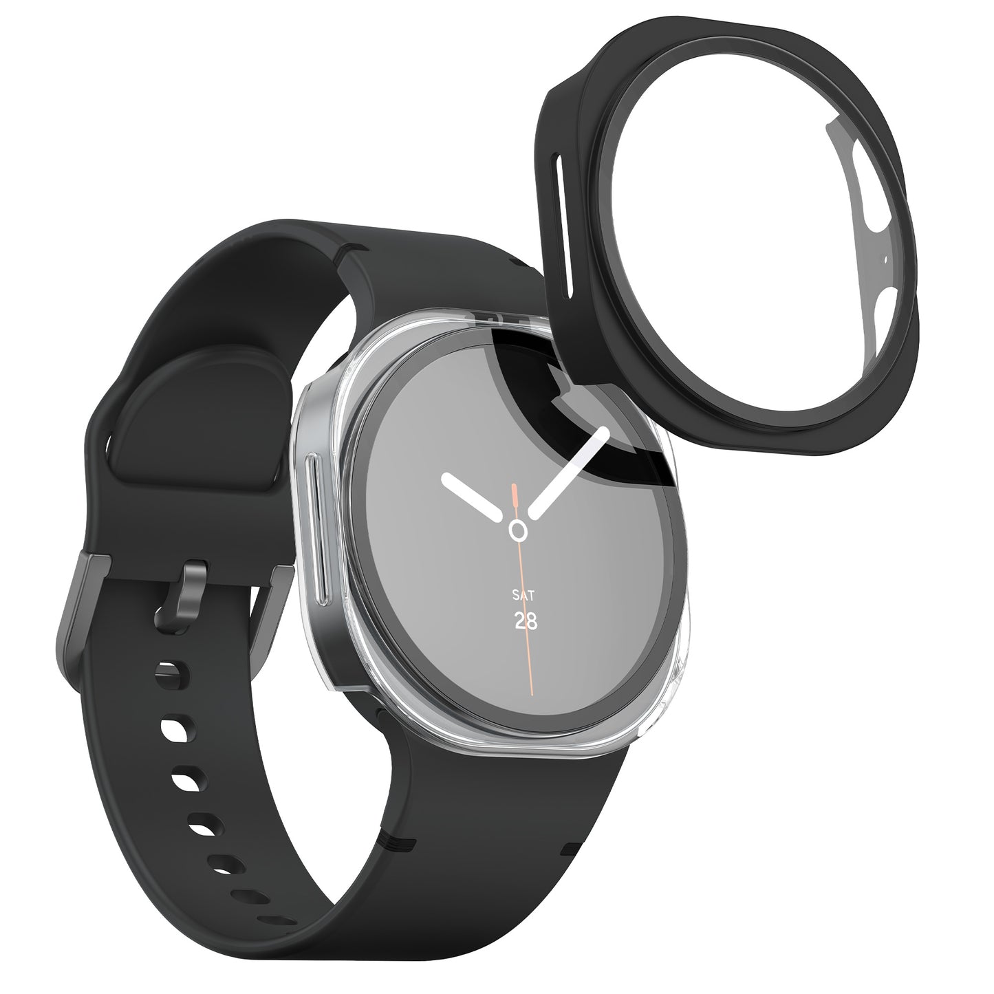 kwmobile Glass Case for Samsung Galaxy Watch 8 Protective Cover Fullbody Fitness Tracker Case Set