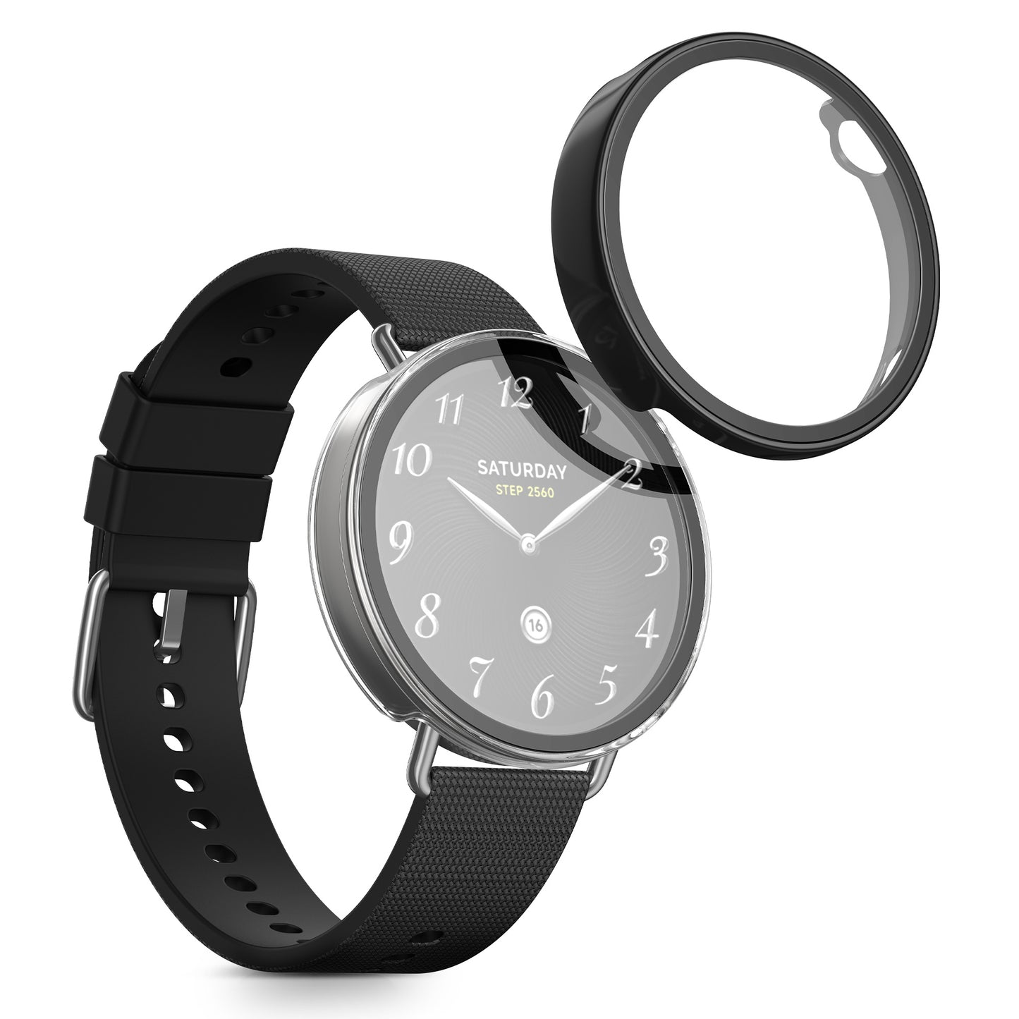 kwmobile Glass Case for Xiaomi Watch S4 41mm Protective Case Fullbody Fitness Tracker Cover Set