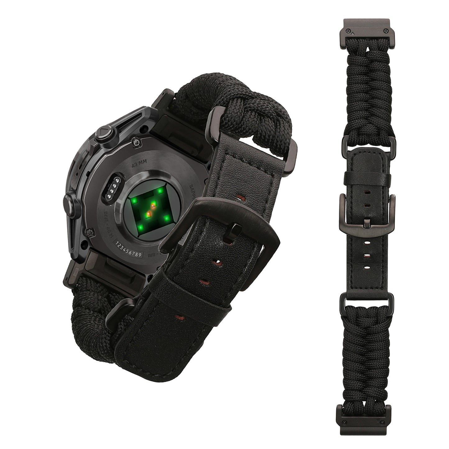 kwmobile Replacement Braided Strap compatible with Garmin 22mm Fenix 8 47mm / Tactix 8 47mm / Instinct 45mm / Epix Strap - Fitness Tracker Sports Strap Made of PU Leather with Watch Clasp