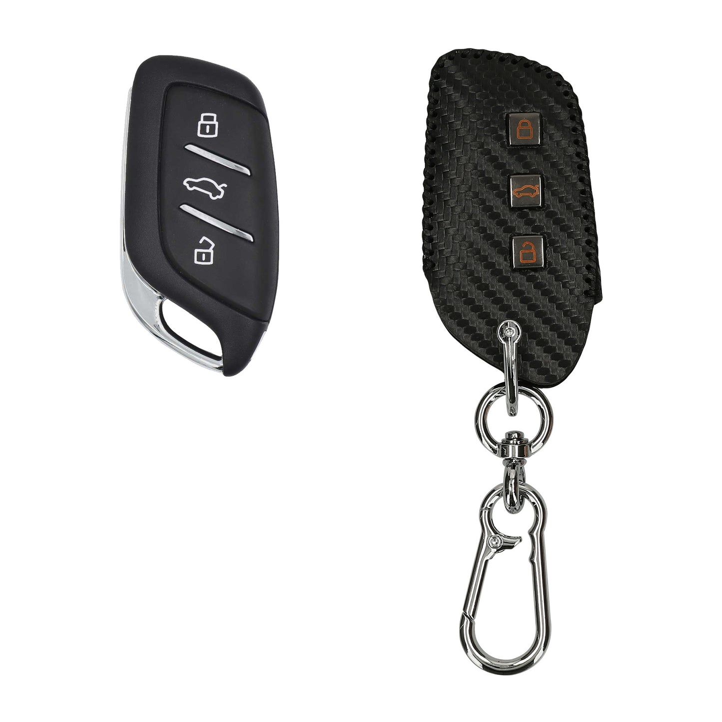 kwmobile Car Key Fob Cover Compatible with MG 3-Button ZS MG4 MG5 MG6 - Key Fob Case with Keyring
