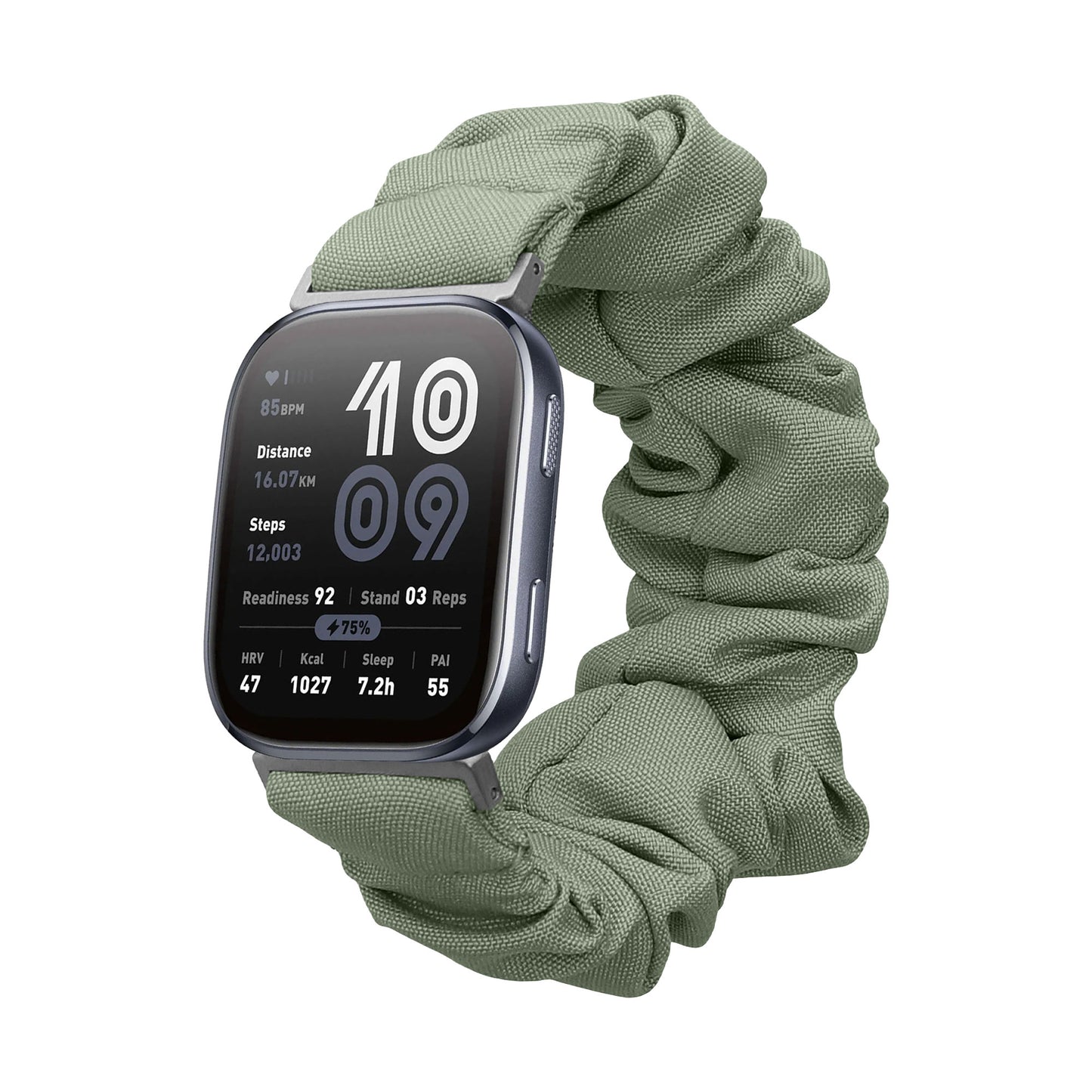 kwmobile Ersatz Armband kompatibel mit Amazfit Bip 6 - Smartwatch Scrunchie Haargummi Design Grün - Innenmaße 14 - 19 cm Grün