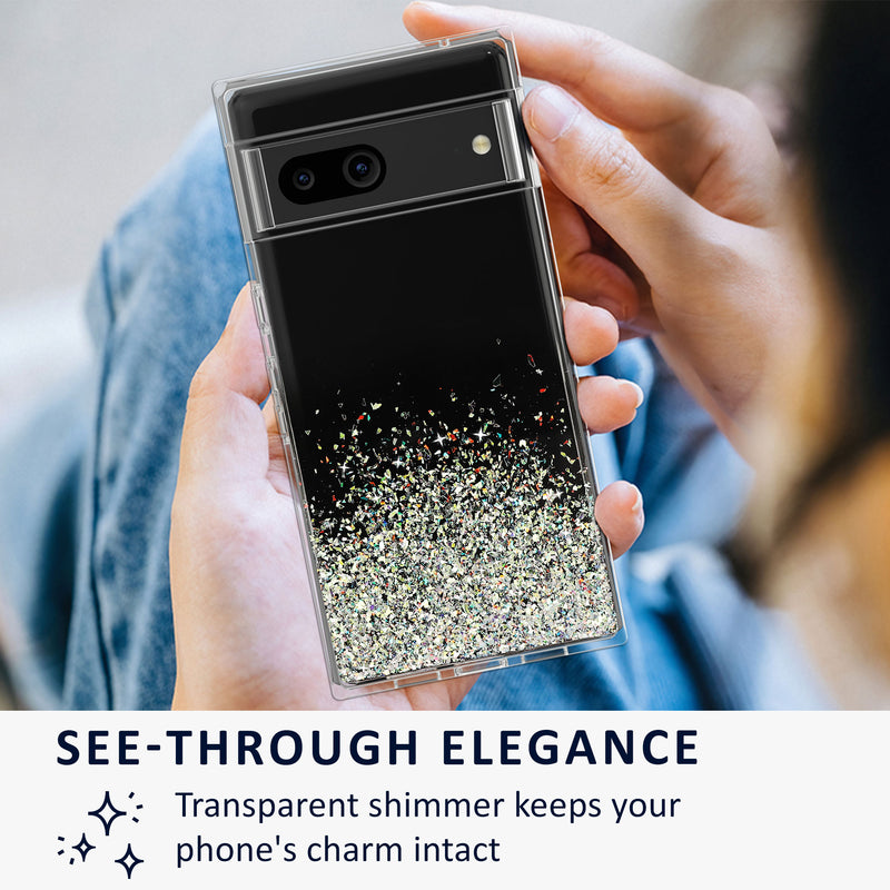 kalibri Case Compatible with Google Pixel 7 - Glitter Cover - Acrylic TPU Protective Case - Phone Cover in Silver