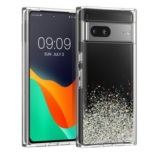 kalibri Case Compatible with Google Pixel 7 - Glitter Cover - Acrylic TPU Protective Case - Phone Cover in Silver