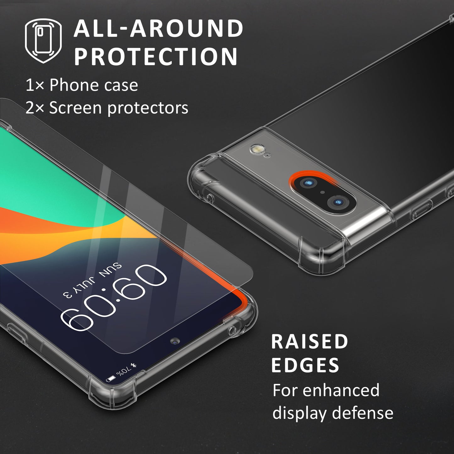 kalibri Case compatible with Google Pixel 7 Case - Phone Cover with Glass Screen Protector - Protective Phone Case