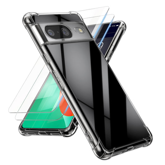kalibri Case Compatible with Google Pixel 8 - Phone Cover with 2x Glass Screen Protector - Protective Case