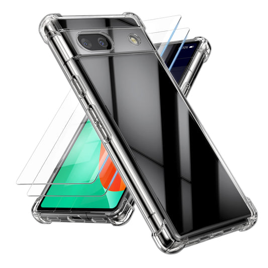 kalibri Case compatible with Google Pixel 7a - Phone Cover with 2x Glass Screen Protector - Phone Case