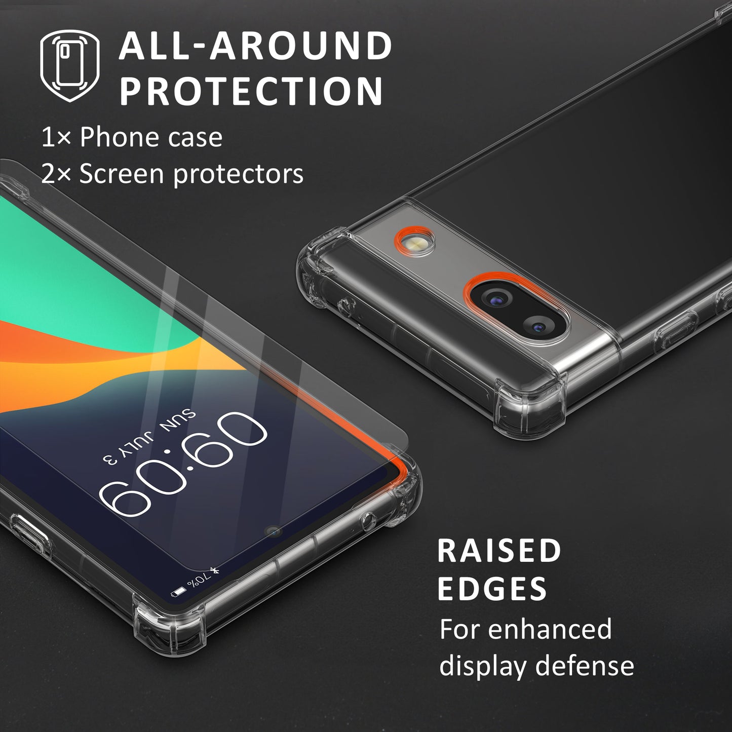 kalibri Case compatible with Google Pixel 7a - Phone Cover with 2x Glass Screen Protector - Phone Case
