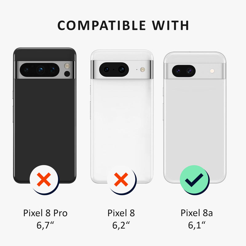 kalibri Case compatible with Google Pixel 8a - Phone Case with 2x Glass Screen Protector - Cover Phone Case
