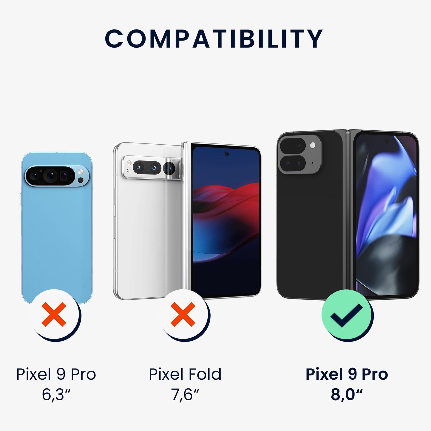 kalibri Protective Case Compatible with Google Pixel 9 Pro Fold Phone Cover Case