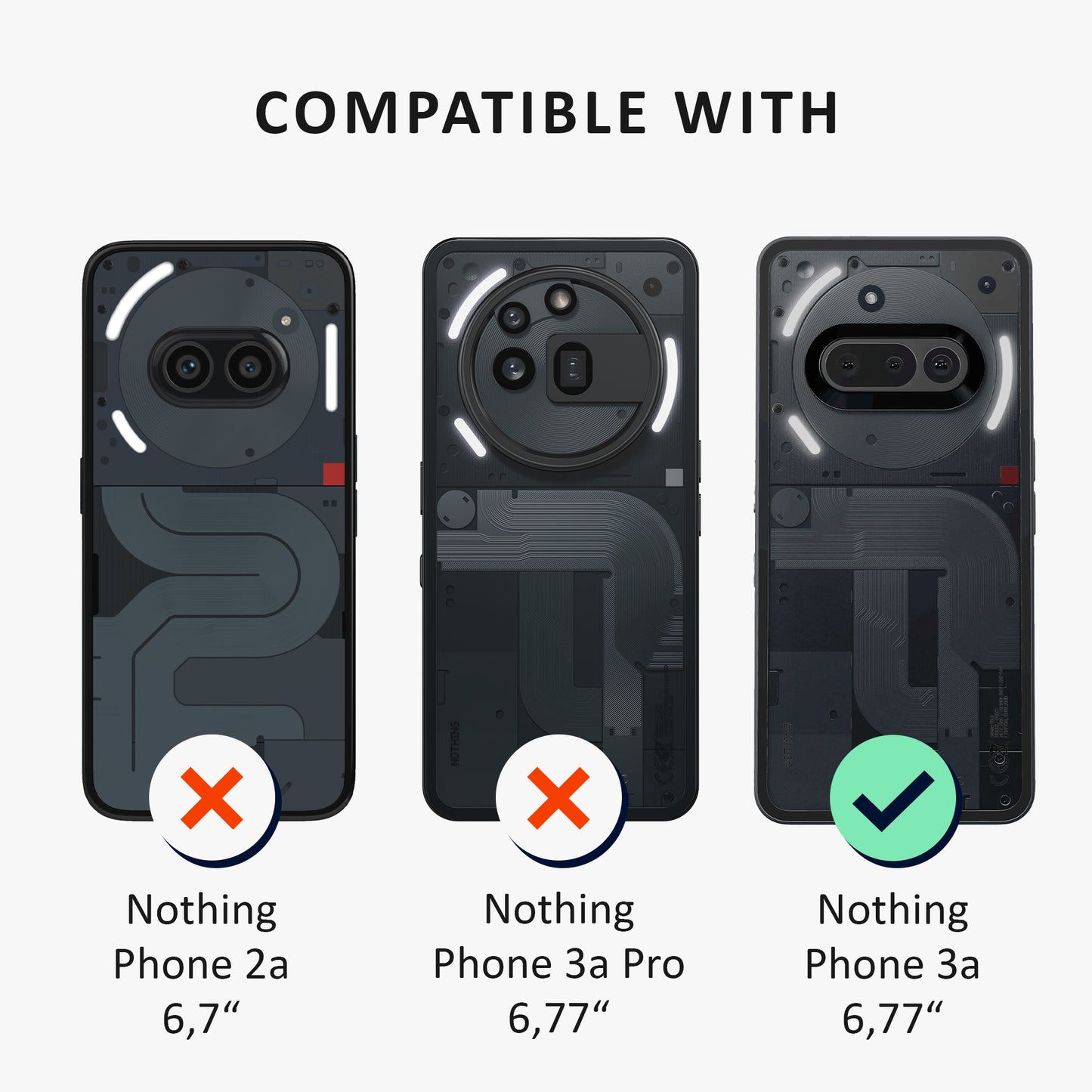 kalibri Case Compatible with Nothing Phone 3a - Phone Cover with 2x Glass Screen Protectors