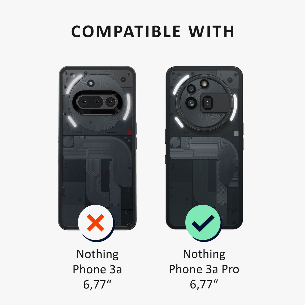 kalibri Case compatible with Nothing Phone 3a Pro - Phone Cover with 2x Glass Screen Protector - Phone Case