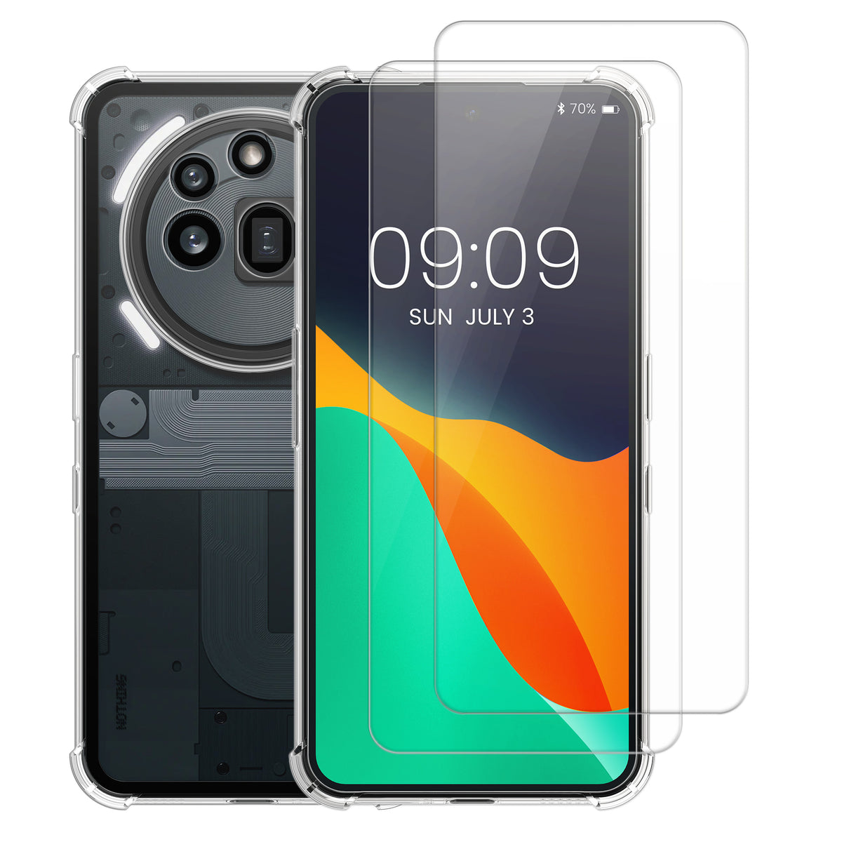 kalibri Case compatible with Nothing Phone 3a Pro - Phone Cover with 2x Glass Screen Protector - Phone Case