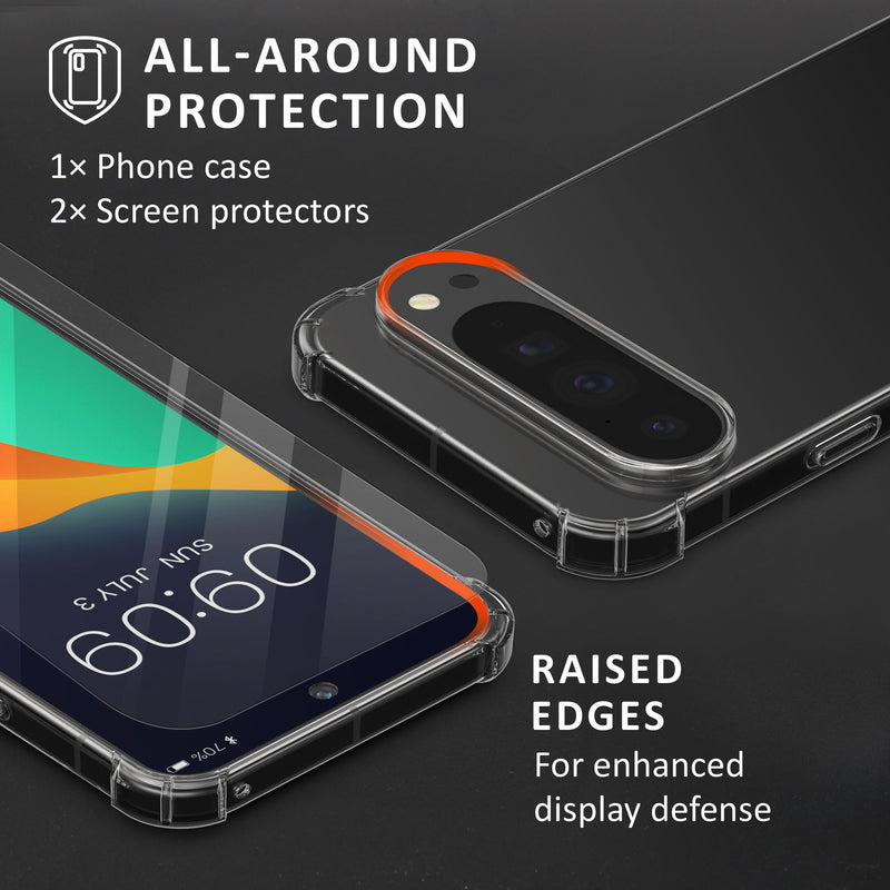 kalibri Case Compatible with Google Pixel 10 / Pixel 10 Pro - Phone Cover with 2x Glass Screen Protectors - Phone Case