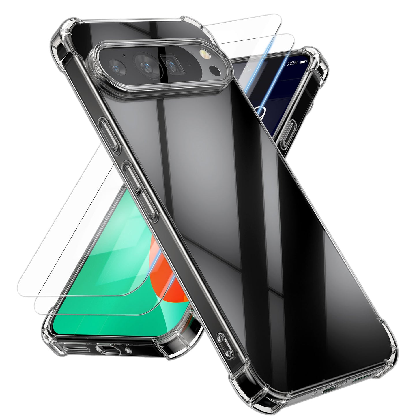 kalibri Case Compatible with Google Pixel 10 / Pixel 10 Pro - Phone Cover with 2x Glass Screen Protectors - Phone Case