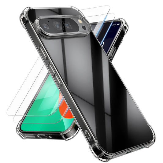 kalibri Case Compatible with Google Pixel 10 / Pixel 10 Pro - Phone Cover with 2x Glass Screen Protectors - Phone Case
