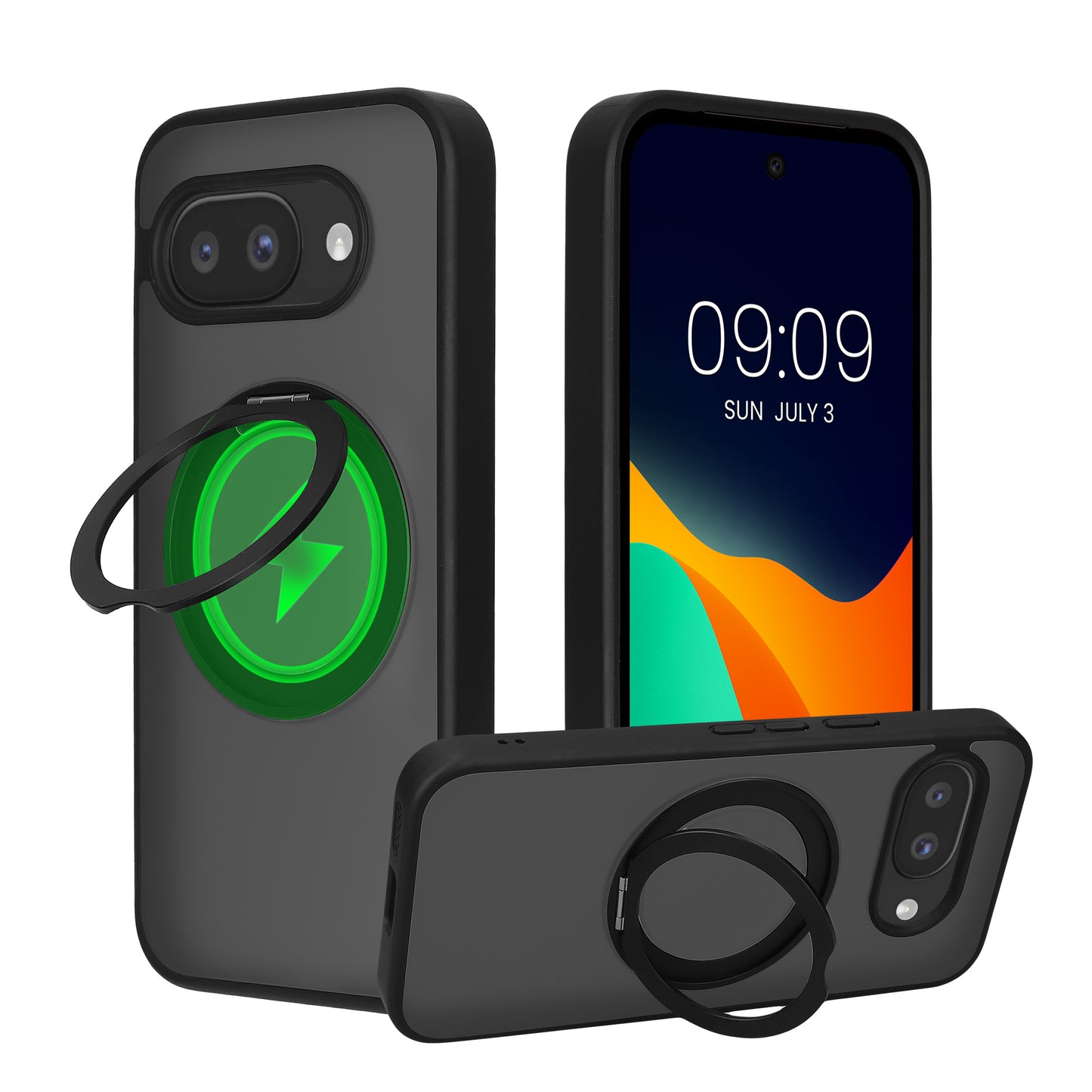 kalibri Protective Case with Ring Holder Compatible with Google Pixel 9a Case - Kickstand 360° Ring Hard Case Compatible with MagSafe