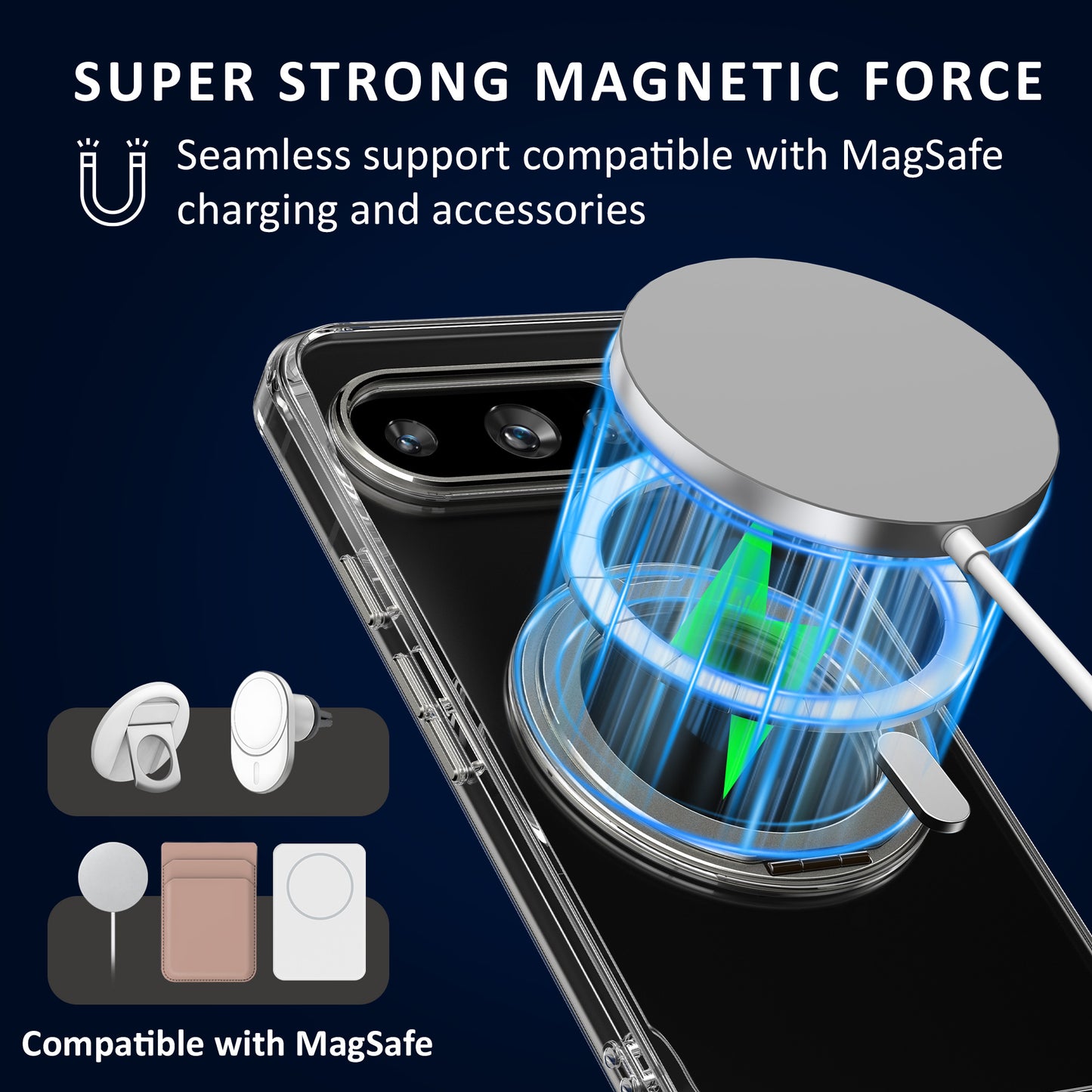 kalibri Protective Case with Stand Ring Holder Compatible with Google Pixel 10 / Pixel 10 Pro Case - Kickstand 360° Ring Hard Case Compatible with MagSafe