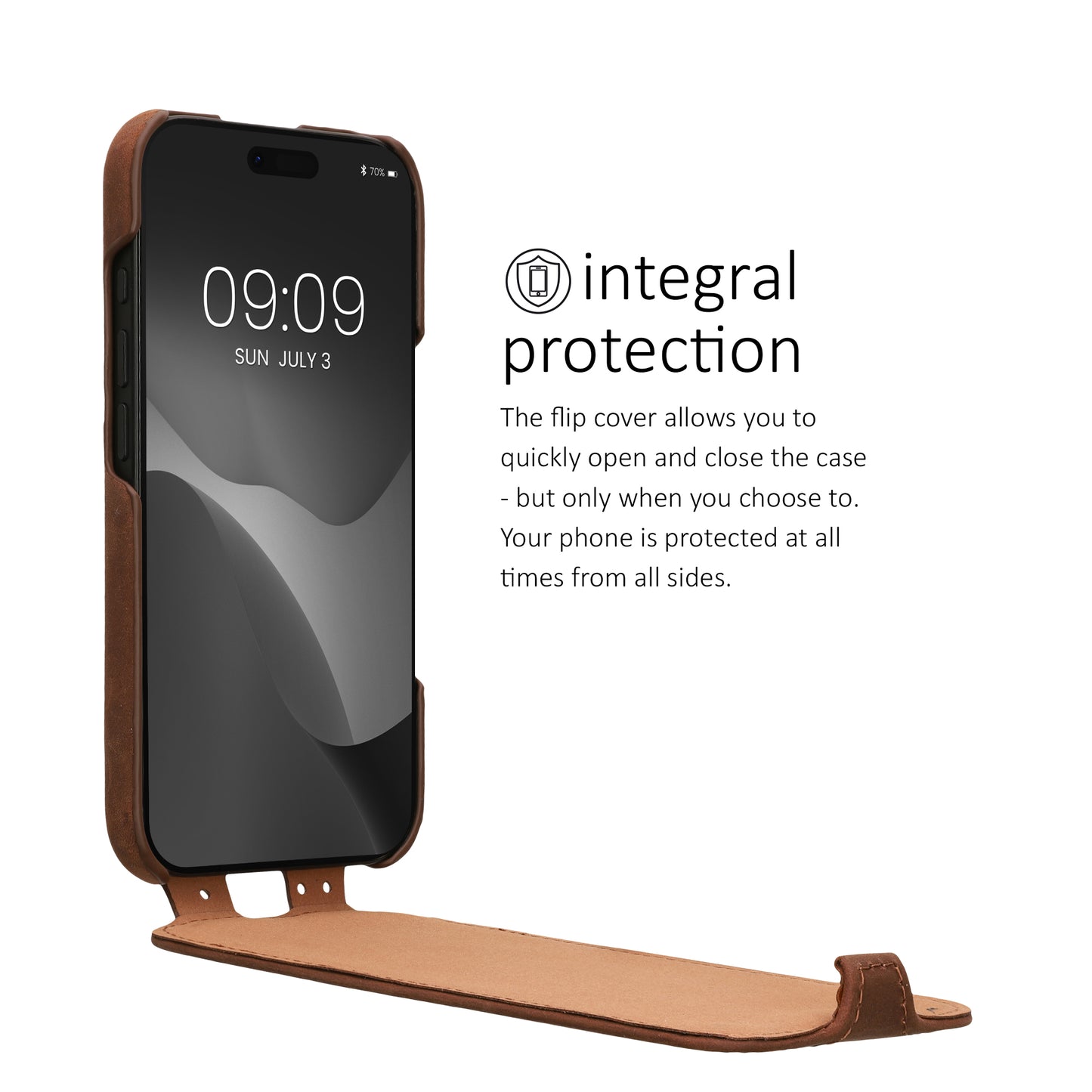 kalibri Flip Hülle Ultra Slim kompatibel mit Apple iPhone 17 - Leder Case Schutzhülle Tasche in Braun Braun