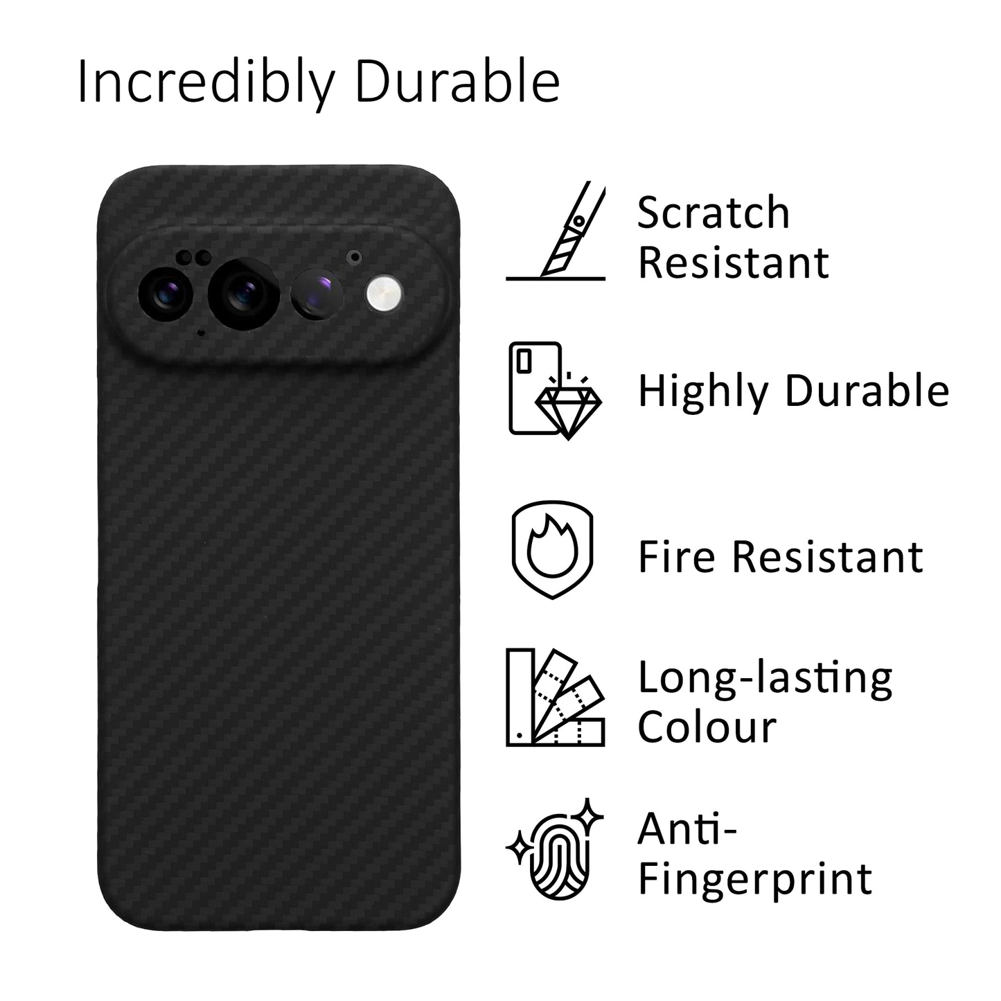 kalibri Schutzhülle kompatibel mit Google Pixel 11 Pro - Hülle Aramid - Handy Cover Case Handyhülle Schwarz matt