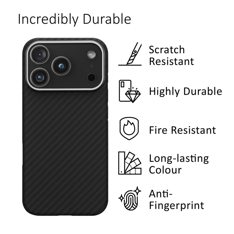 kalibri Schutzhülle kompatibel mit Apple iPhone 17 Pro - Hülle Aramid Schwarz matt