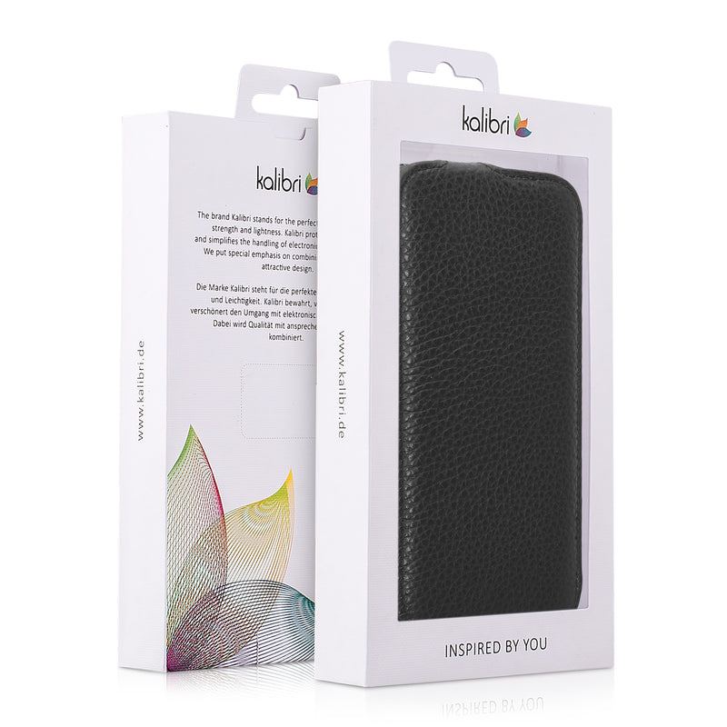kalibri Flip Hülle Ultra Slim kompatibel mit Apple iPhone 17e / iPhone 16e - Leder Case Schutzhülle Tasche in Schwarz Schwarz