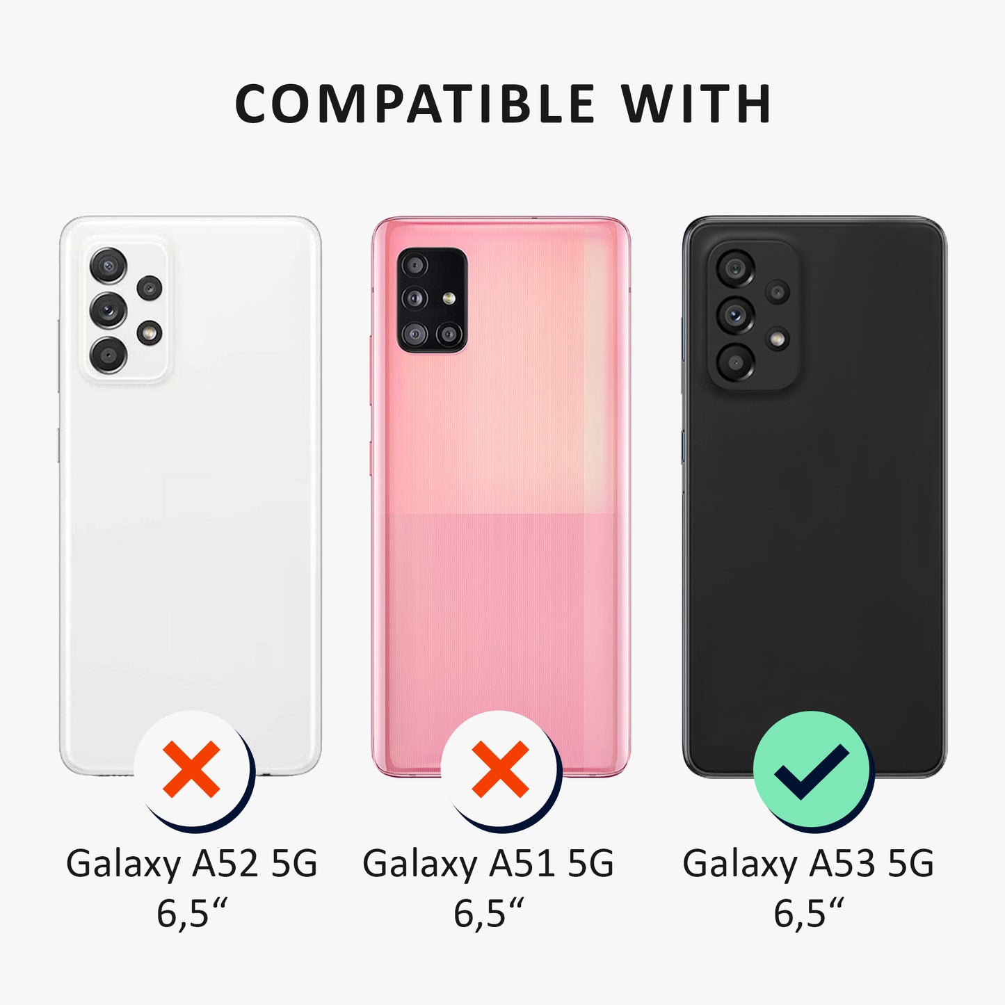 kalibri Case Compatible with Samsung Galaxy A53 5G - Phone Cover with 2x Glass Screen Protectors - Back Cover
